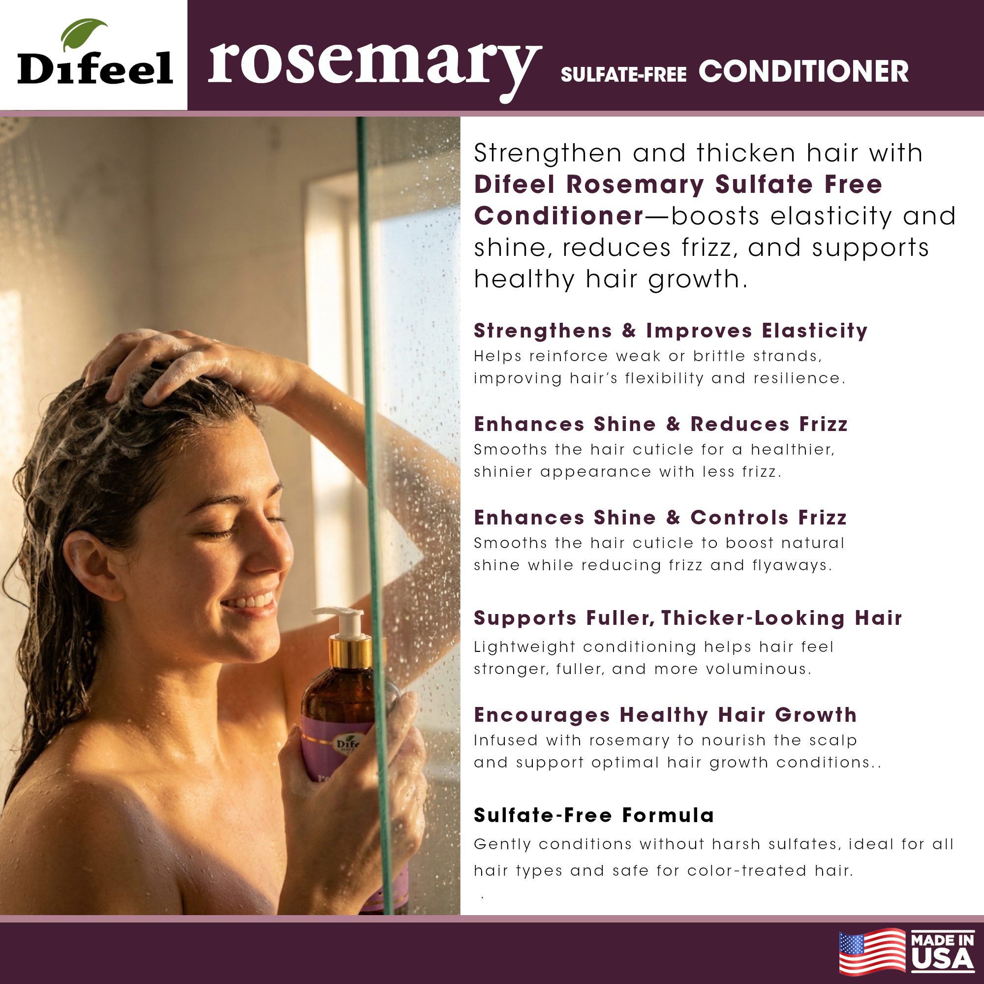 Difeel Rosemary Sulfate-Free Conditioner 33.8 Ounce