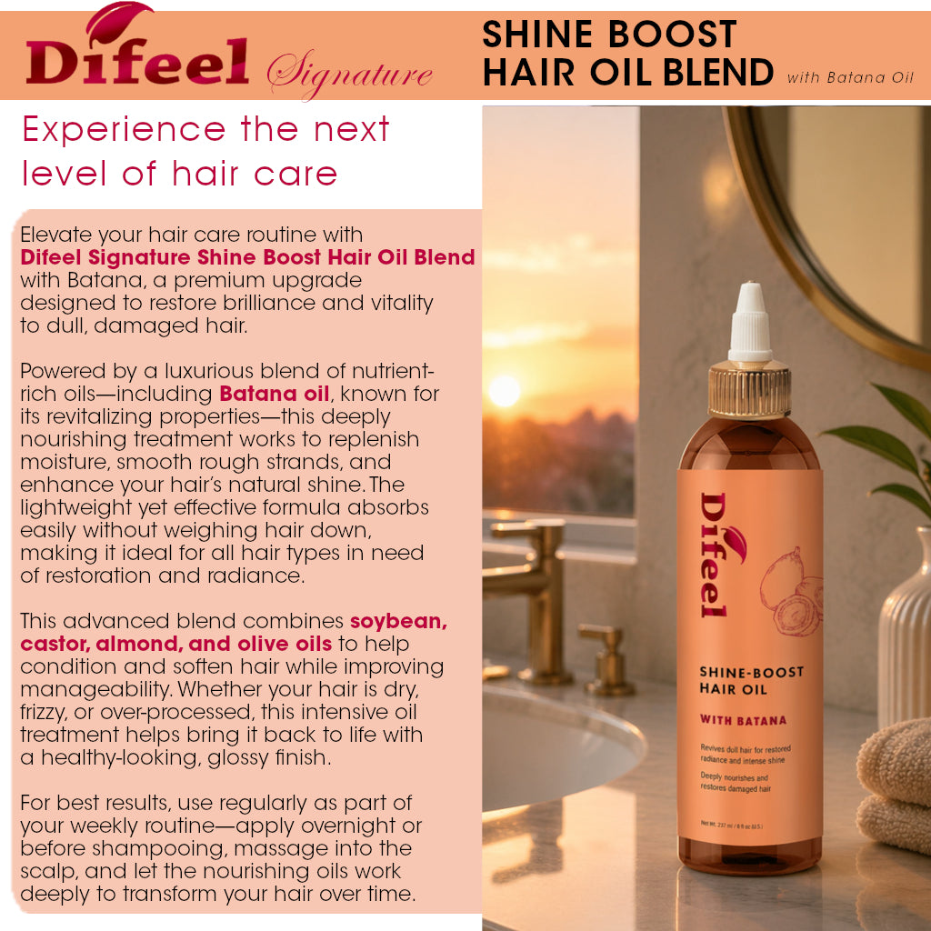 Difeel Signature Shine Boost Hair Oil Blend with Batana 8 oz.