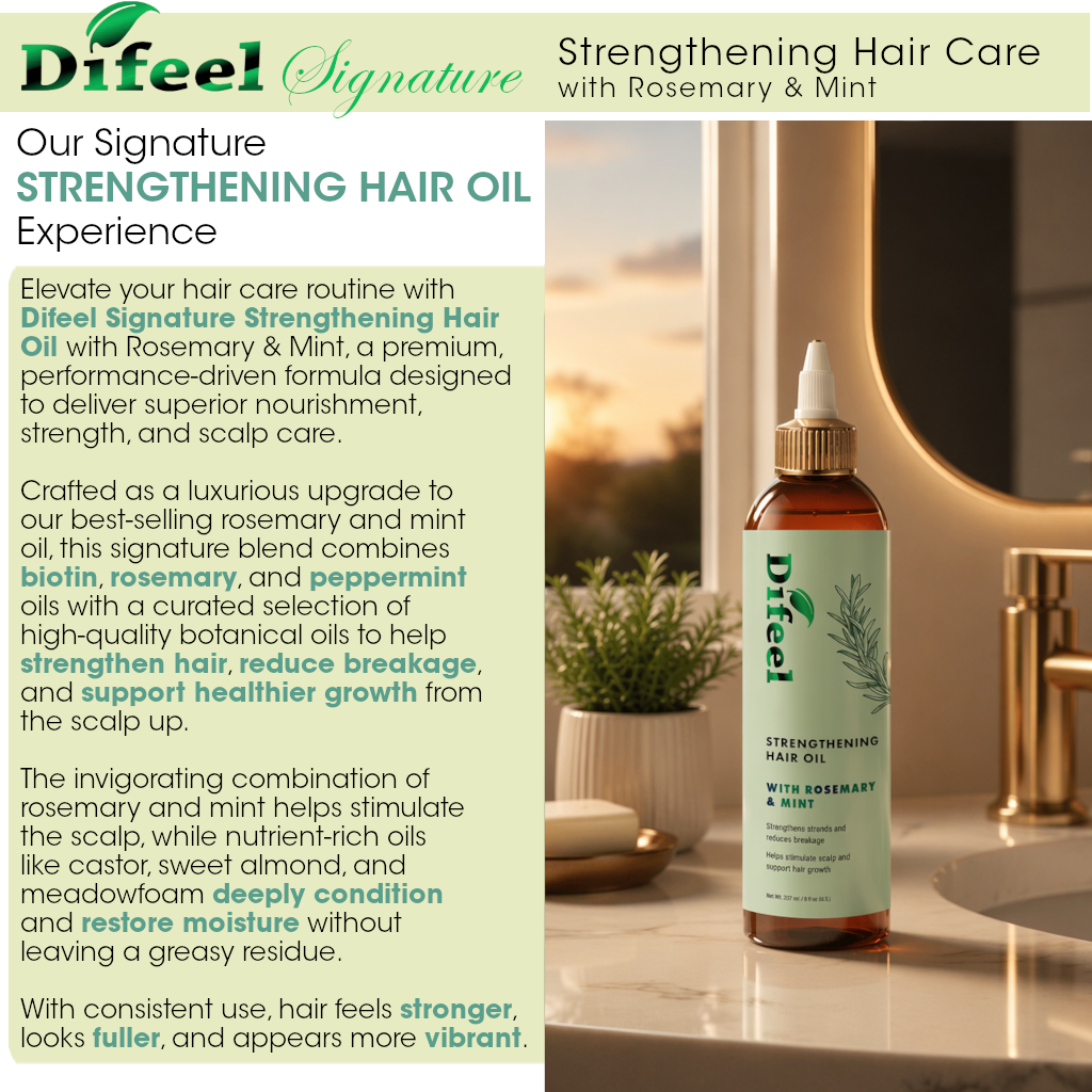 Difeel Signature Strengthening Hair Oil with Rosemary & Mint 8 Ounce