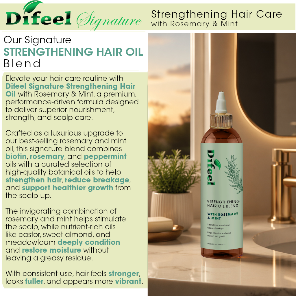 Difeel Signature Strengthening Hair Oil Blend with Rosemary & Mint 8 Ounce