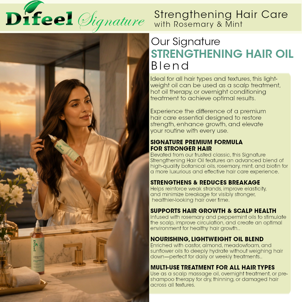 Difeel Signature Strengthening Hair Oil Blend with Rosemary & Mint 8 Ounce