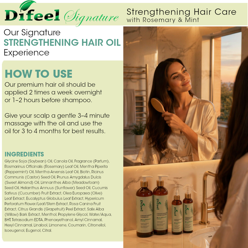Difeel Signature Strengthening Hair Oil with Rosemary & Mint 8 Ounce