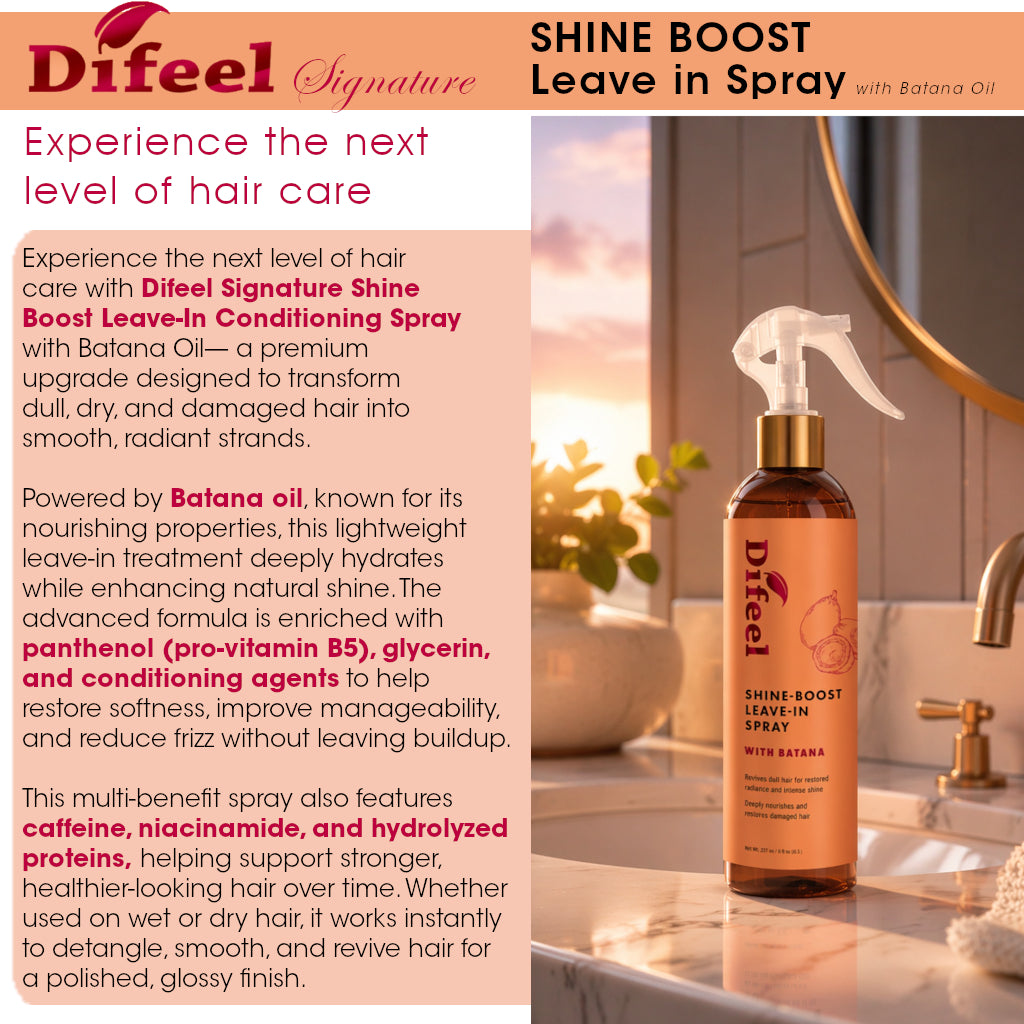 Difeel Signature Shine Boost Leave in Spray with Batana 8 oz.