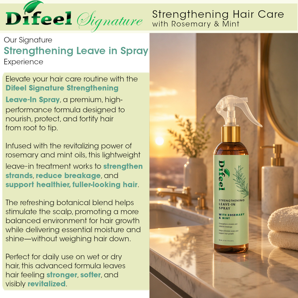 Difeel Signature Strengthening Leave in Spray with Rosemary & Mint 8 oz.