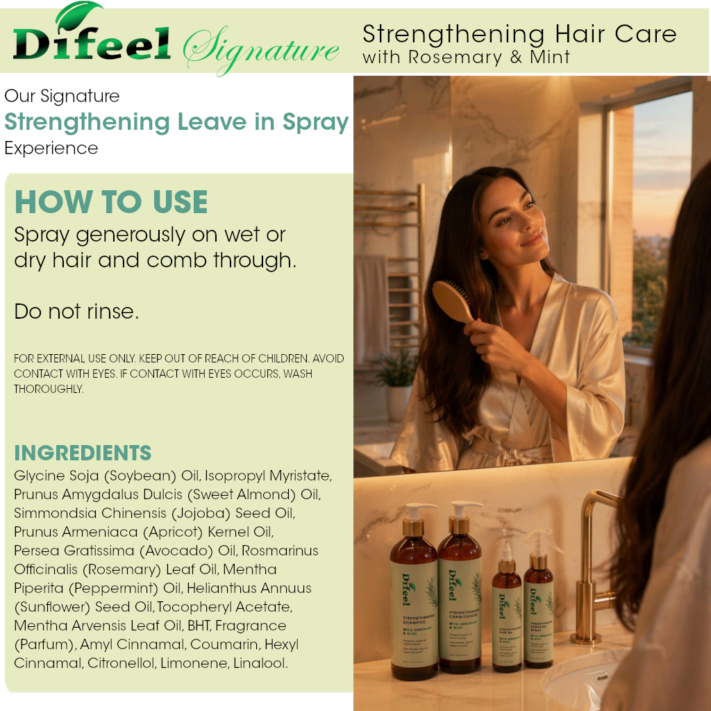 Difeel Signature Strengthening Leave in Spray with Rosemary & Mint 8 oz.