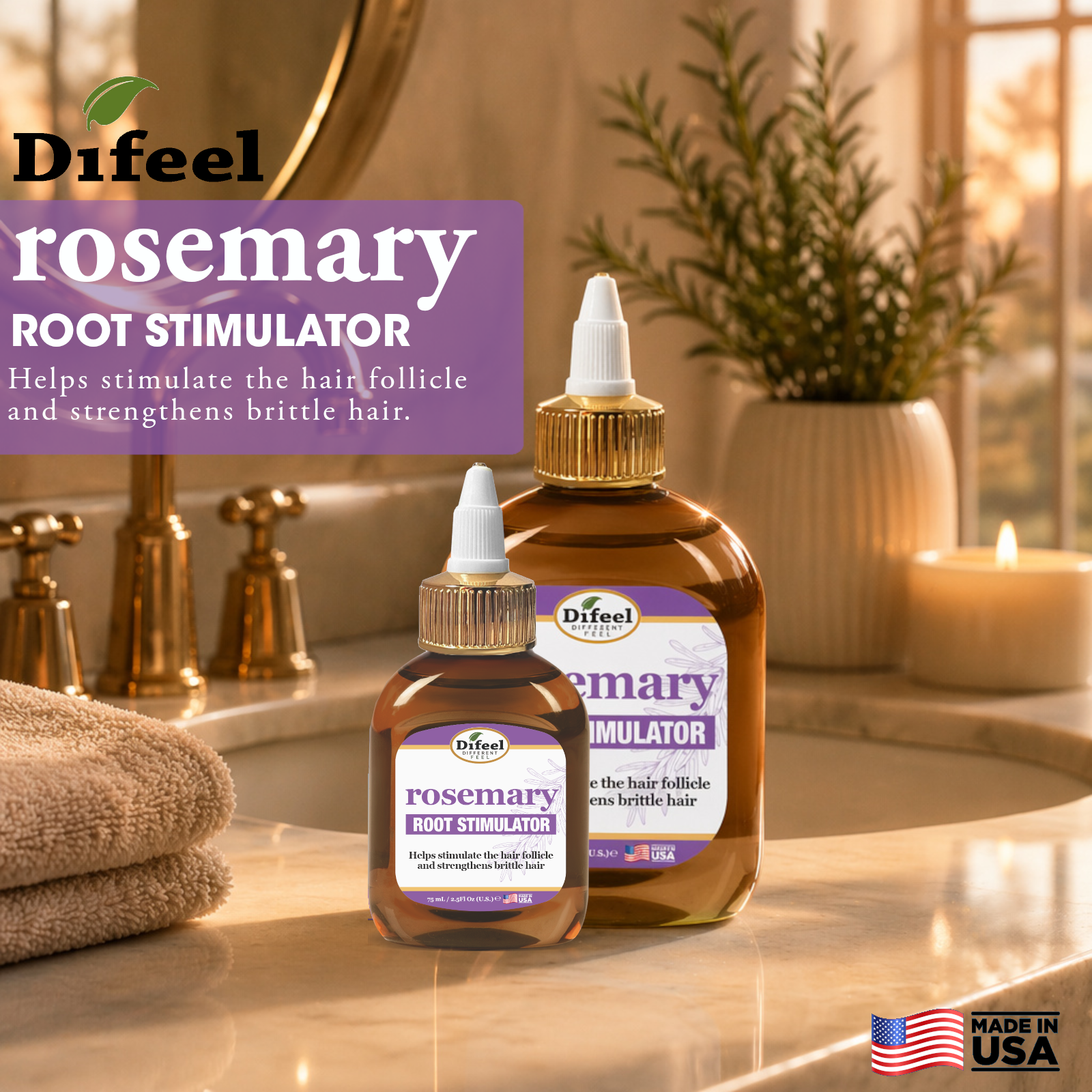Difeel Rosemary Root Stimulator -Travel Size 2.5 Ounce