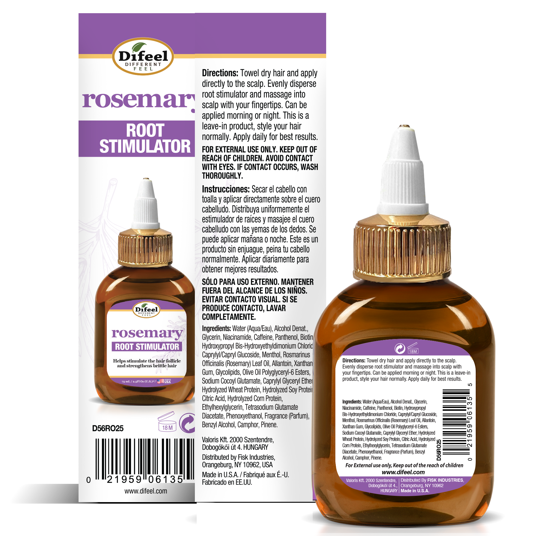Difeel Rosemary Root Stimulator -Travel Size 2.5 Ounce