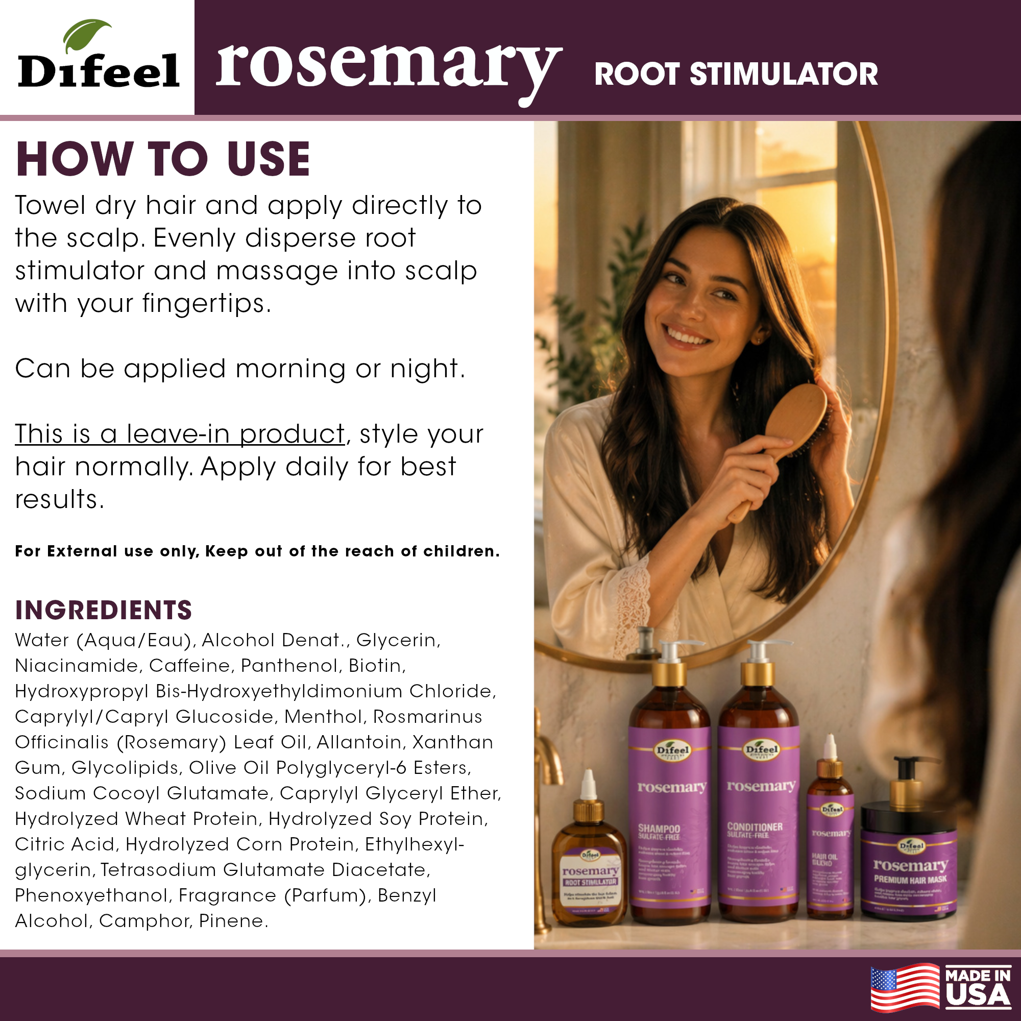 Difeel Rosemary Root Stimulator -Travel Size 2.5 Ounce