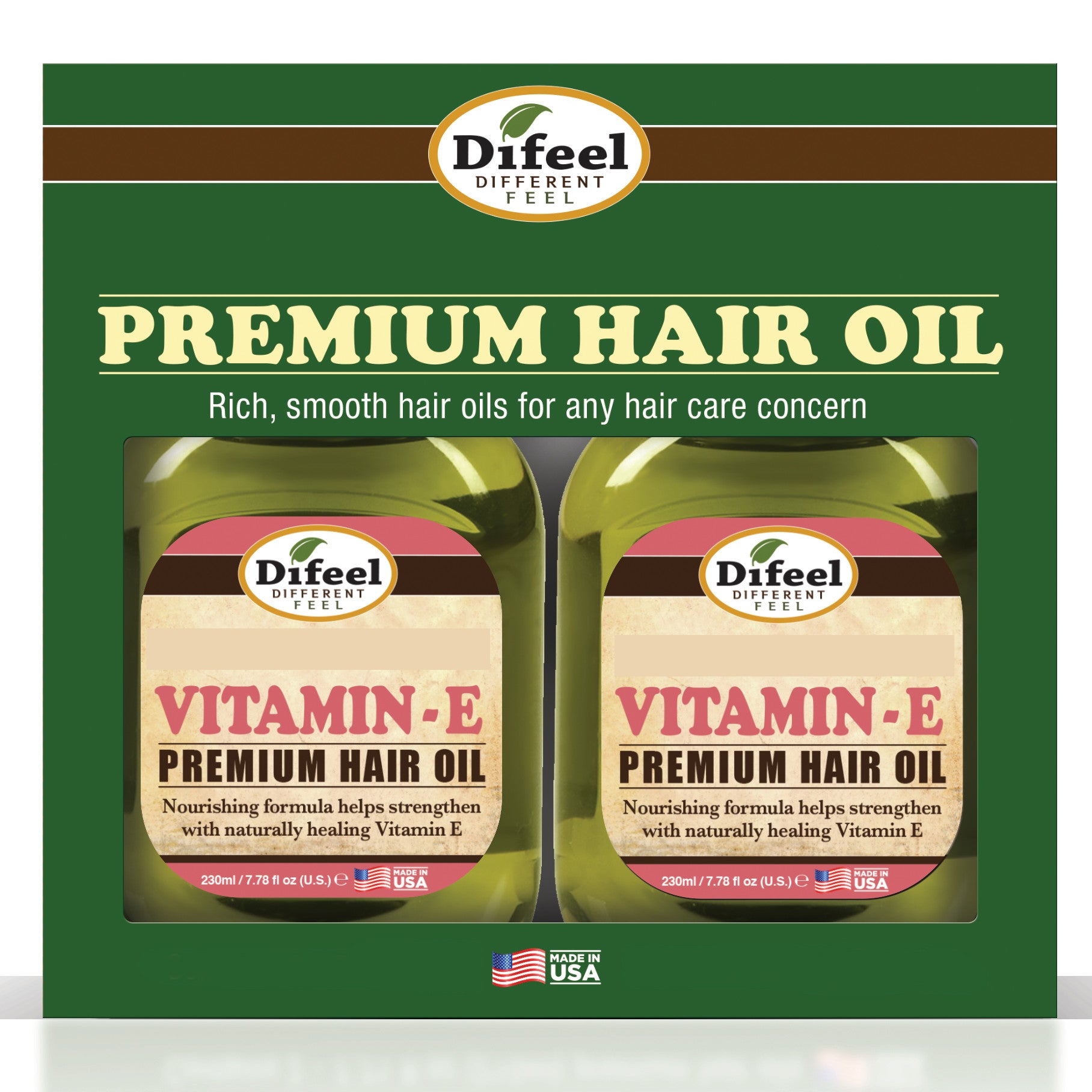 Difeel Premium Natural Hair Oil - Vitamin E Oil 7.1 oz. - Deluxe 2-PC Gift Set
