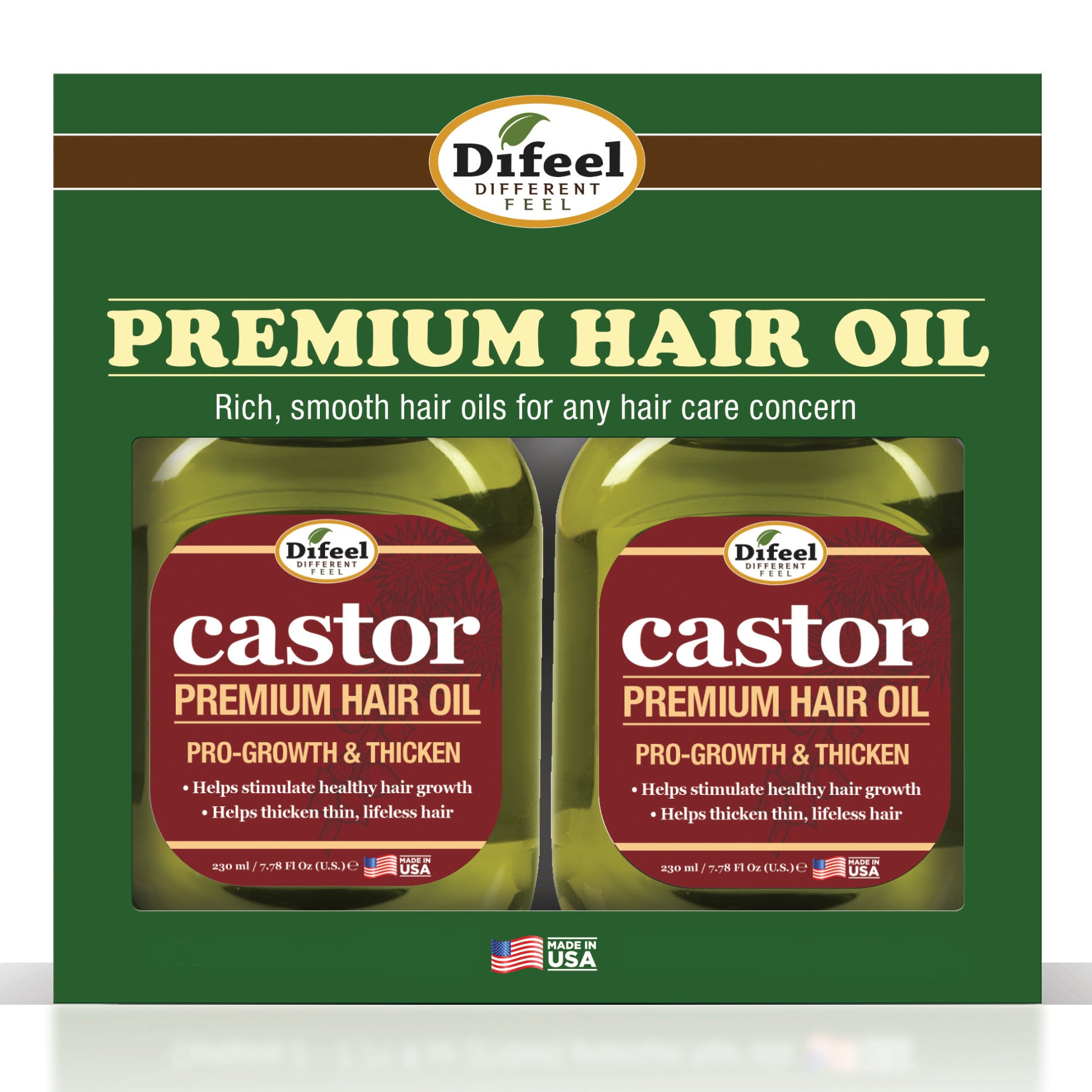 Difeel Castor Pro-Growth & Thicken Premium Hair Oil 7.1 oz. - Deluxe 2-PC Gift Set