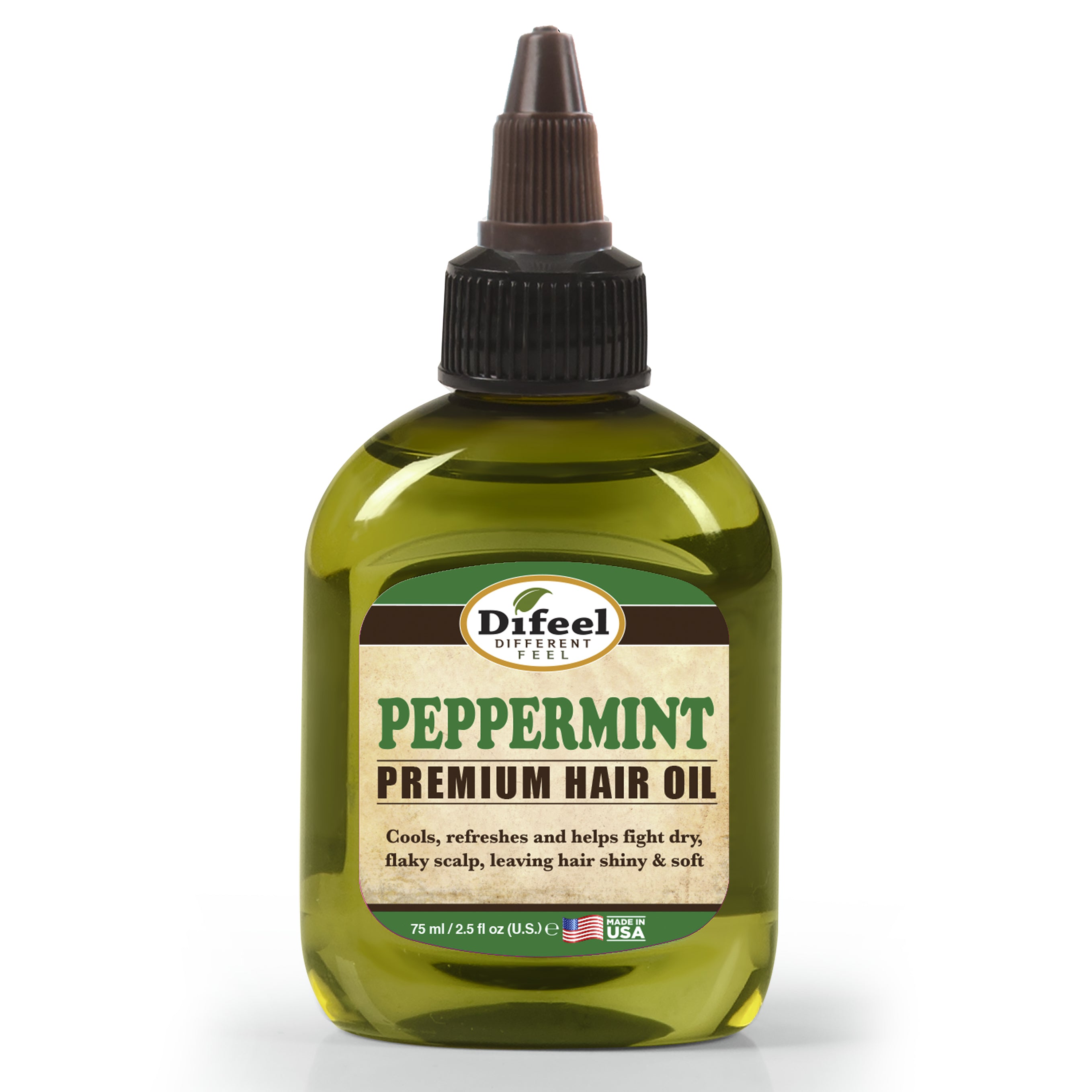Difeel Premium Natural Hair Oil - Peppermint Oil 2.5 oz. (PACK OF 2)