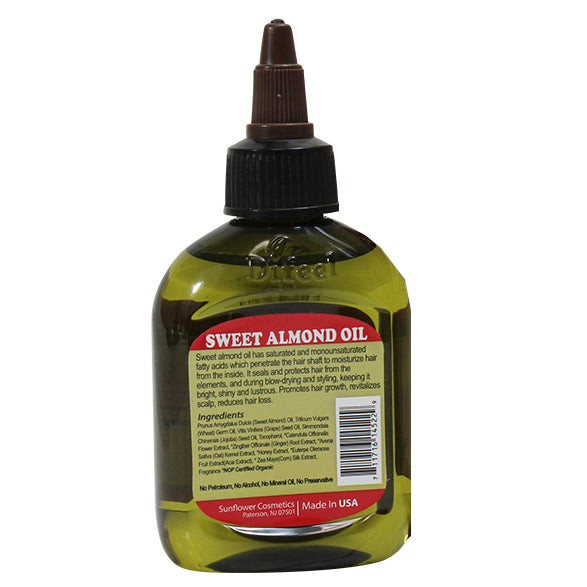Difeel Premium Natural Hair Oil - Sweet Almond Oil 2.5 oz. (PACK OF 2)