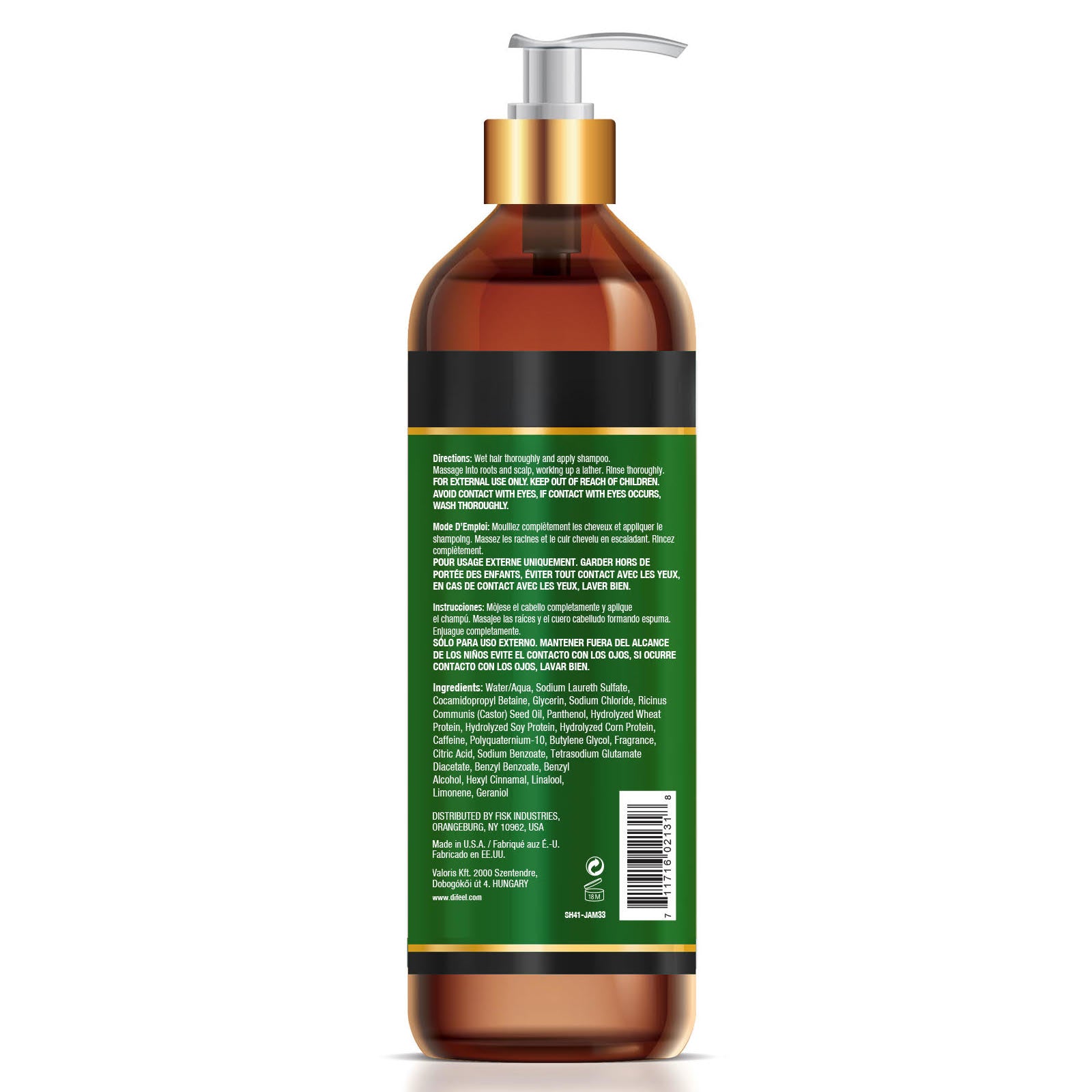 Difeel Superior Growth Jamaican Black Castor Shampoo 33.8 oz.