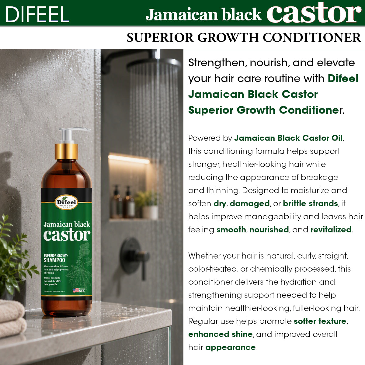 Difeel Superior Growth Jamaican Black Castor Conditioner 33.8 oz.