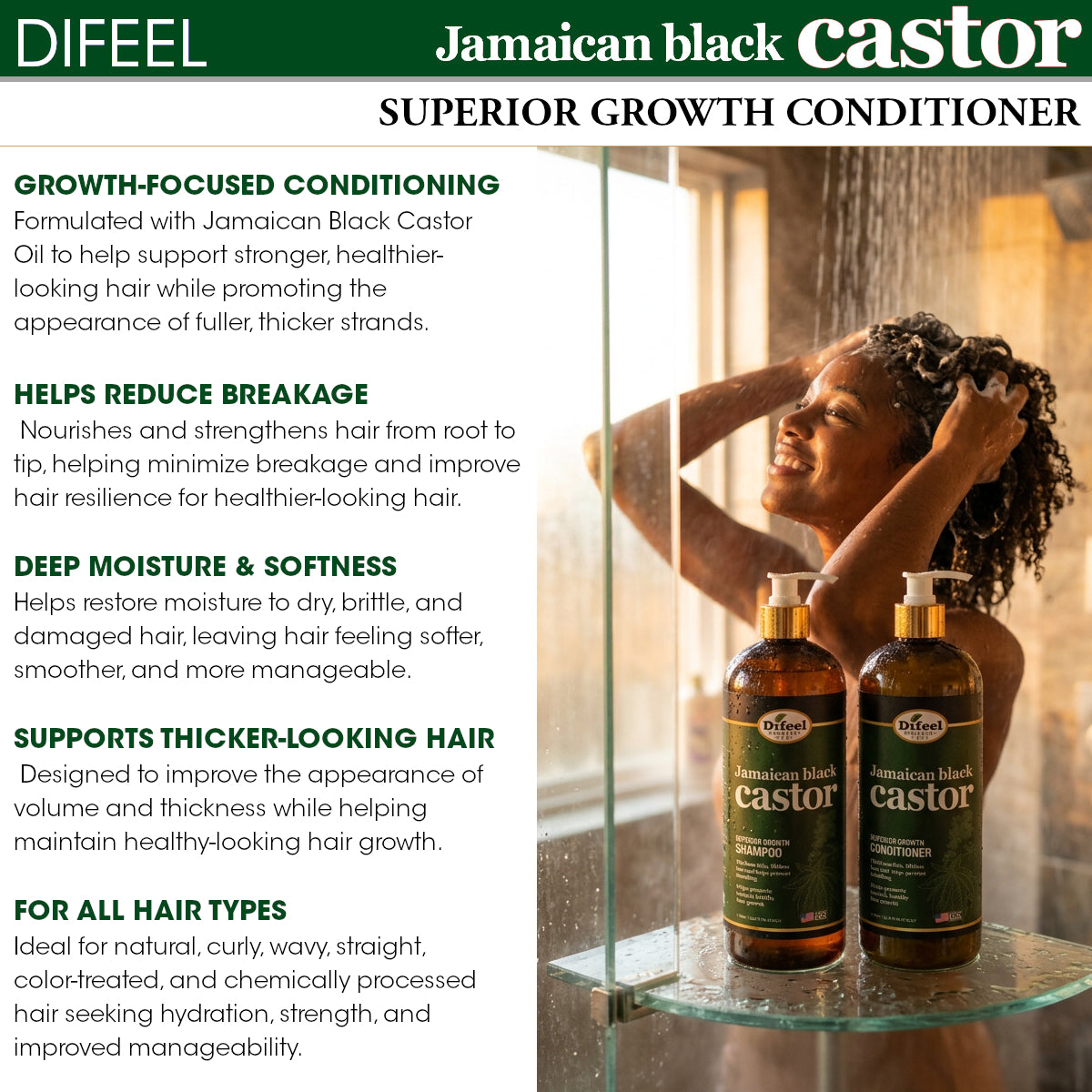 Difeel Superior Growth Jamaican Black Castor Conditioner 33.8 oz.