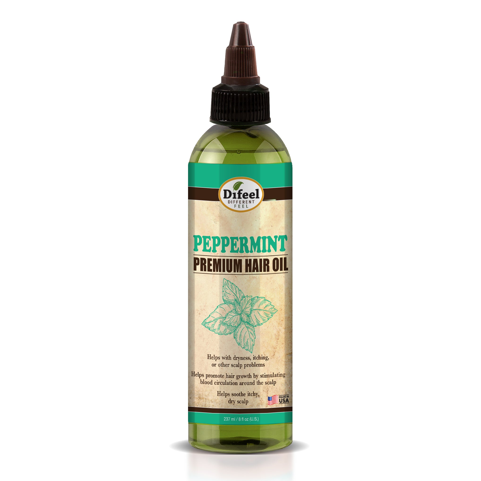 Difeel Premium Natural Hair Oil - Peppermint Oil 7.1 oz. (PACK OF 4)