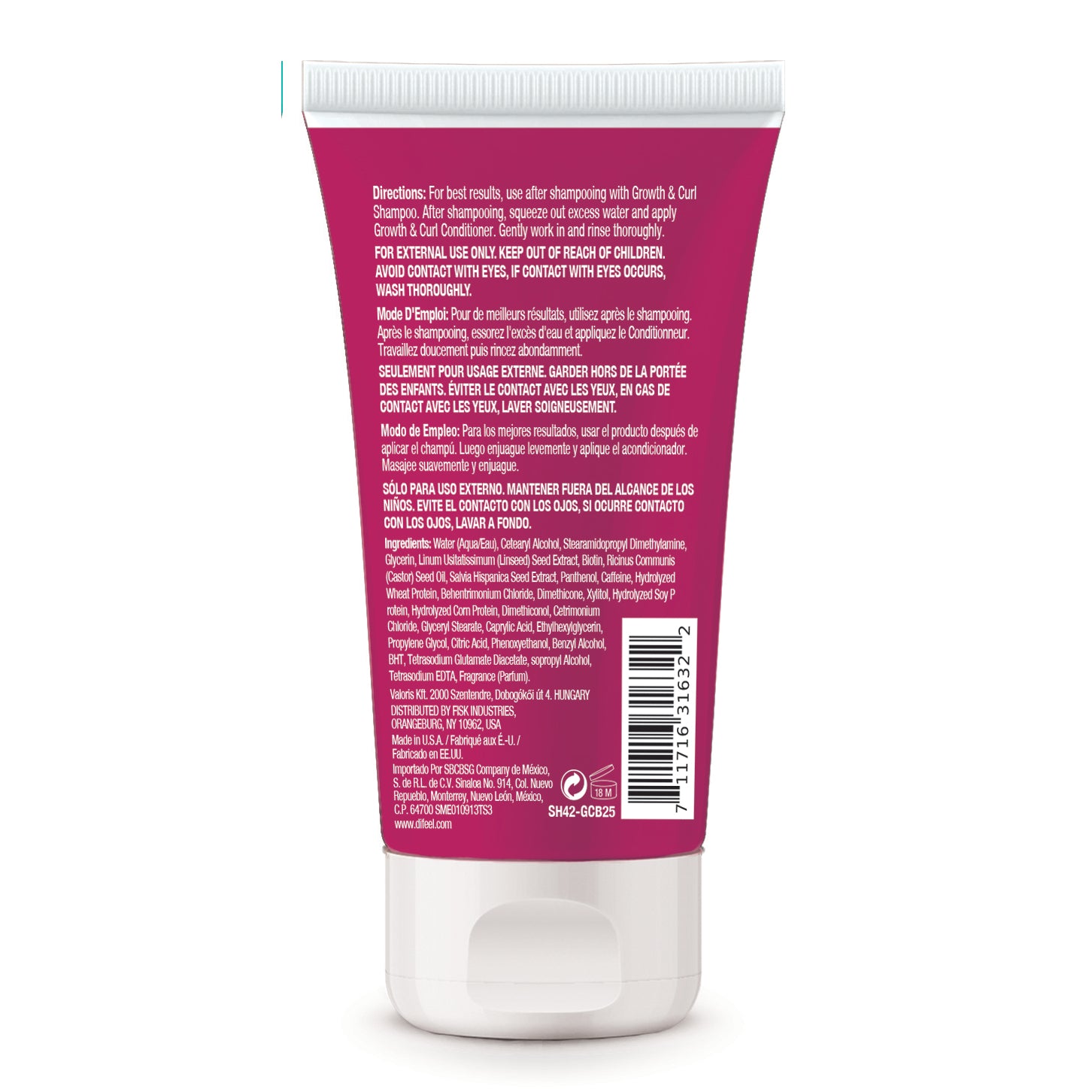 Difeel Growth and Curl Biotin Conditioner - Travel Size 2.5 Ounces