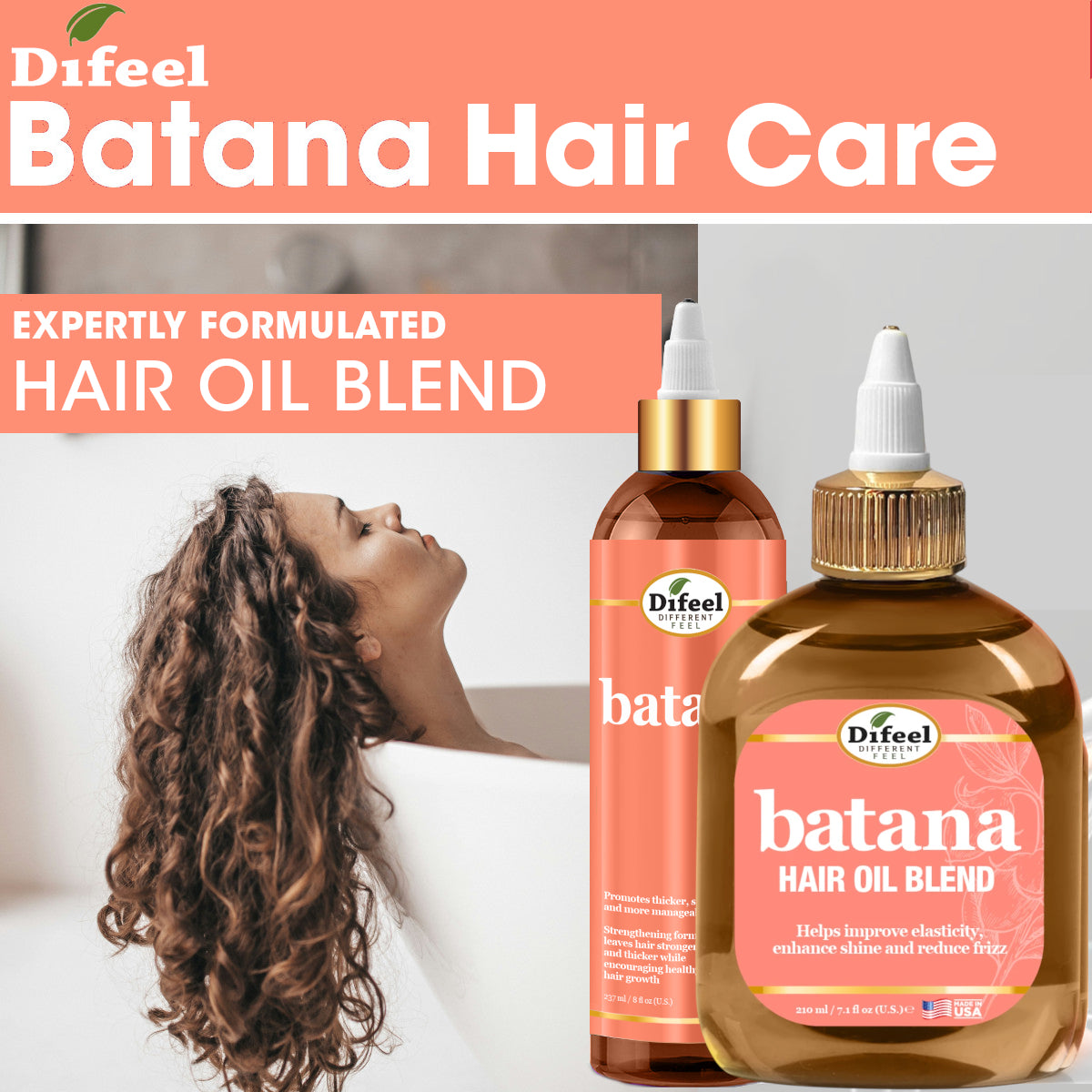 Difeel Batana Hair Oil Blend 2.5 Ounce (Travel Size)
