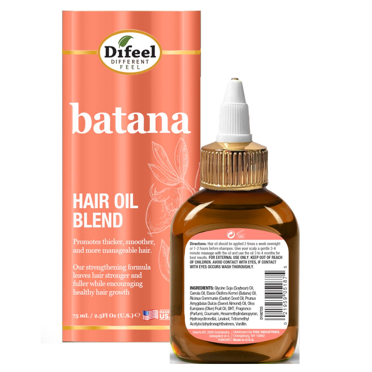 Difeel Batana Hair Oil Blend 2.5 Ounce (Travel Size)