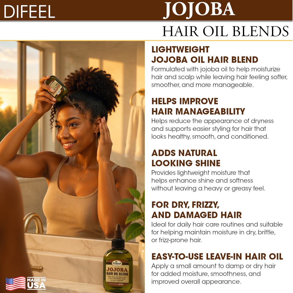 Difeel Mega Care Jojoba Oil Hair Oil Blend 1.4 oz.