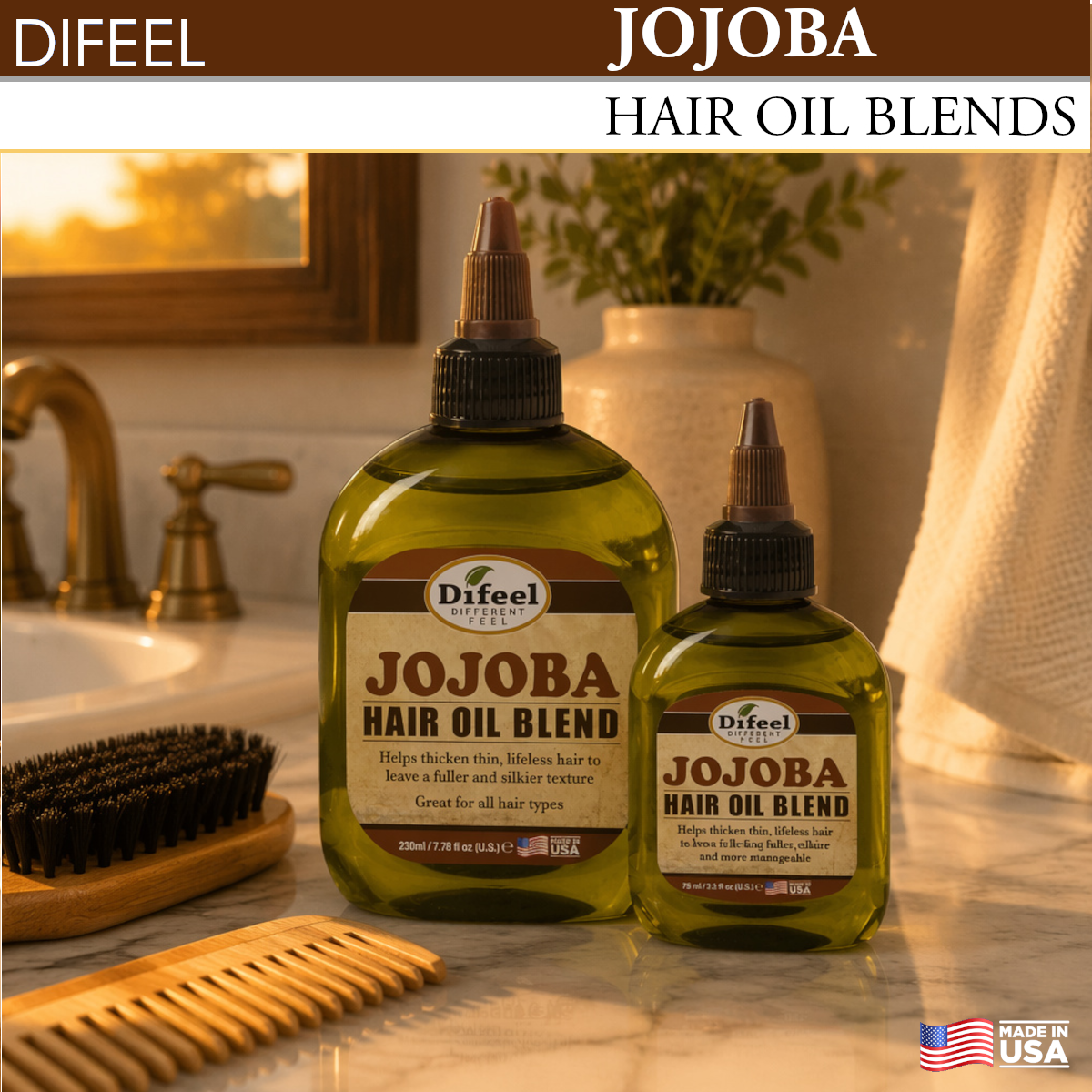 Difeel Jojoba Oil Hair Oil Blend - Travel Size 2.5 ounce
