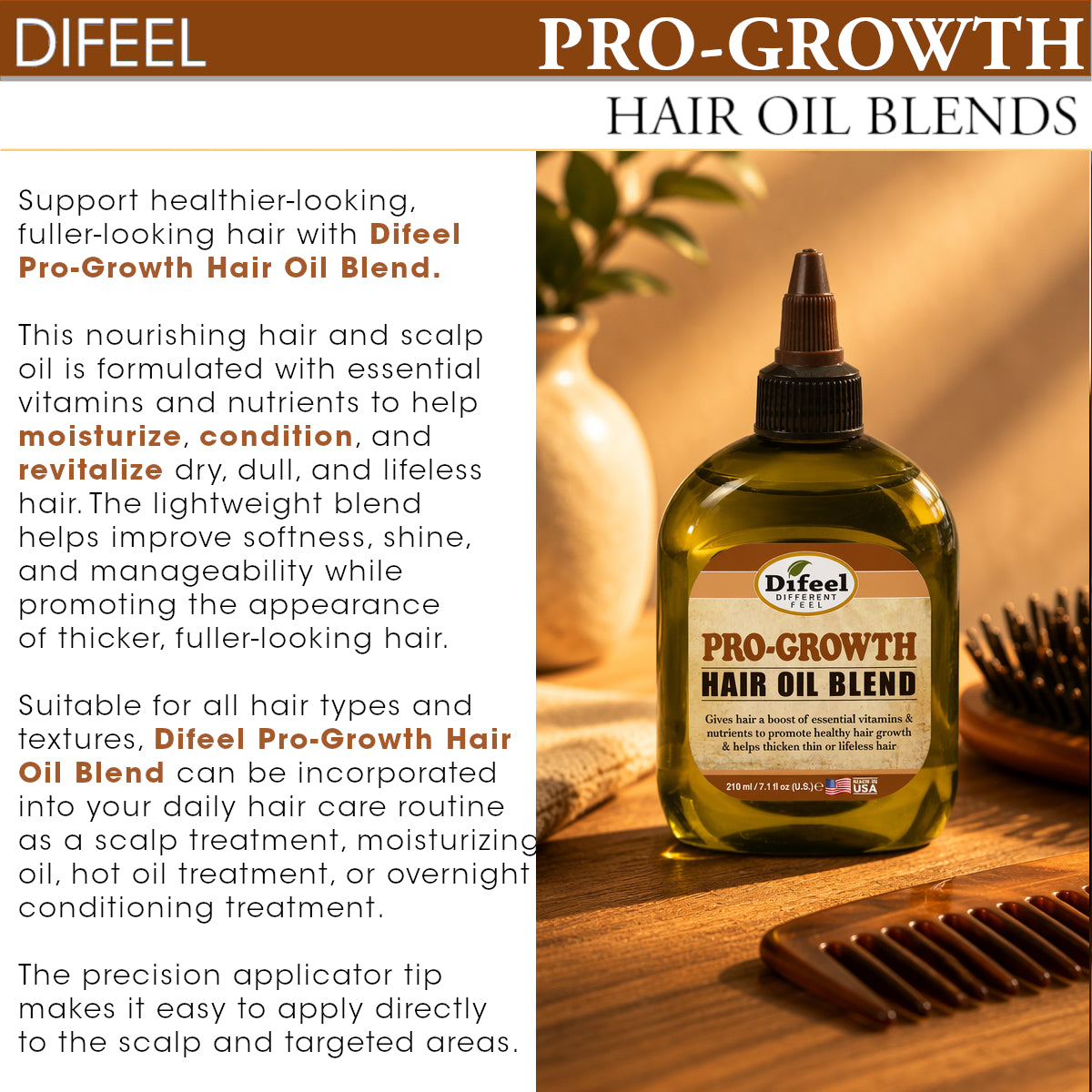 Difeel Pro-Growth Hair Oil Blend 7.1 oz.