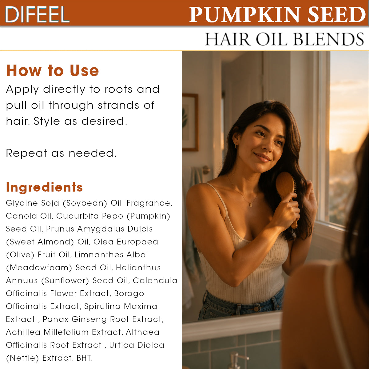 Difeel Pumpkin Seed Hair Oil Blend - Travel Size 2.5 oz.