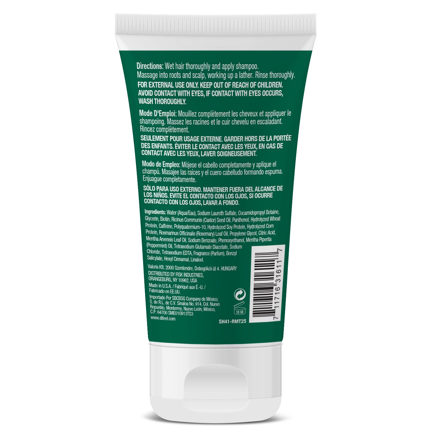 Difeel Rosemary and Mint Hair Shampoo with Biotin - Travel Size 2.5 Ounce