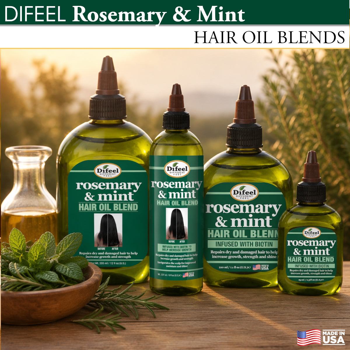 Difeel Rosemary and Mint Hair Oil Blend with Biotin 7.1 oz.