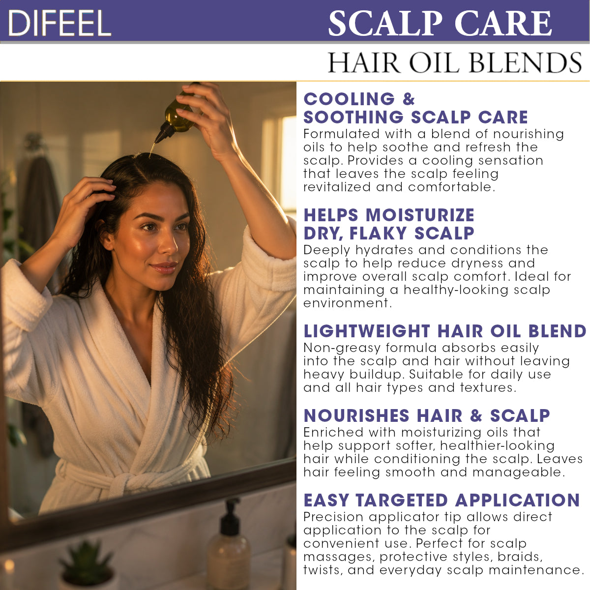 Difeel Scalp Care Hair Oil Blend - Travel Size 2.5 oz.