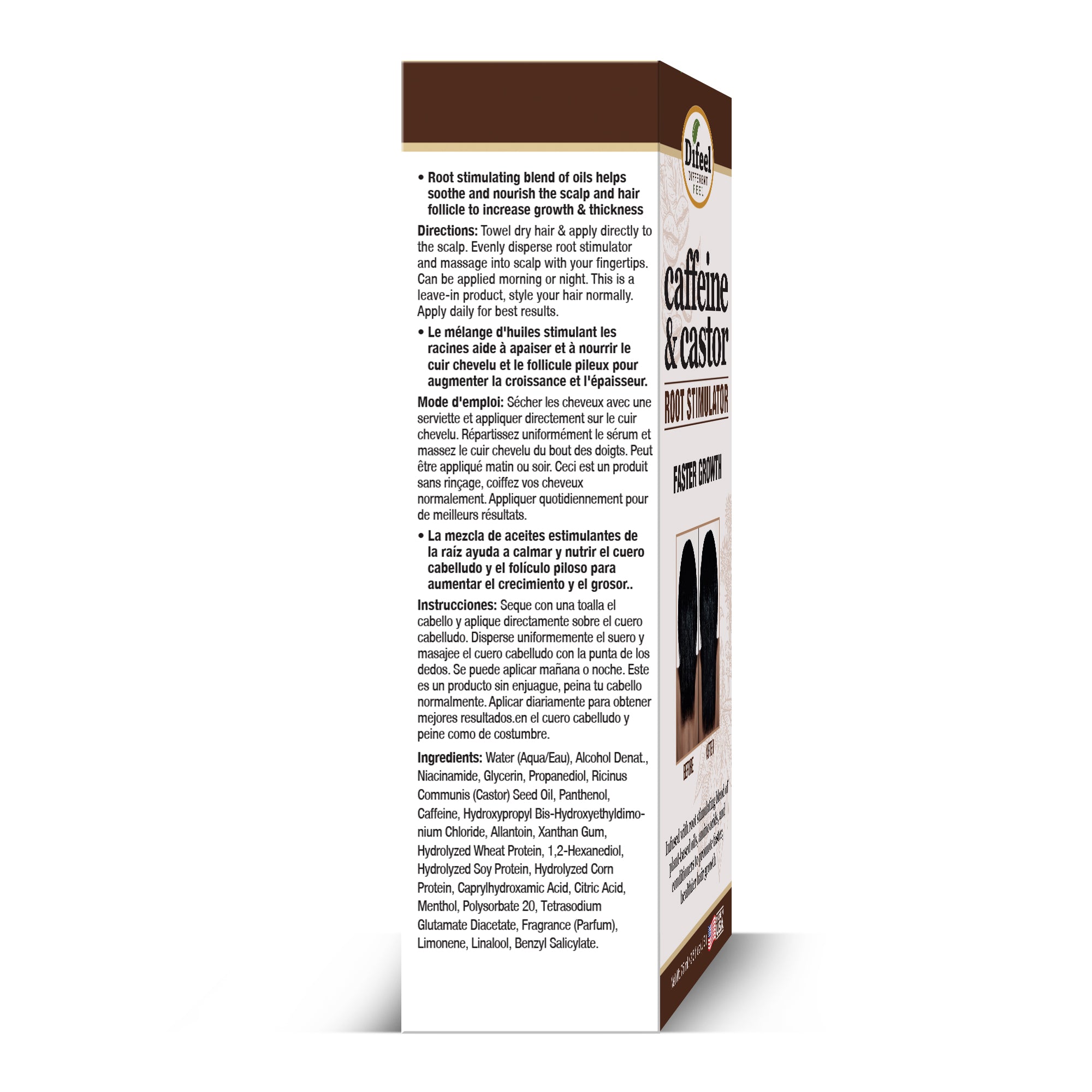 Difeel Caffeine & Castor Root Stimulator for Faster Hair Growth 2.5 oz.