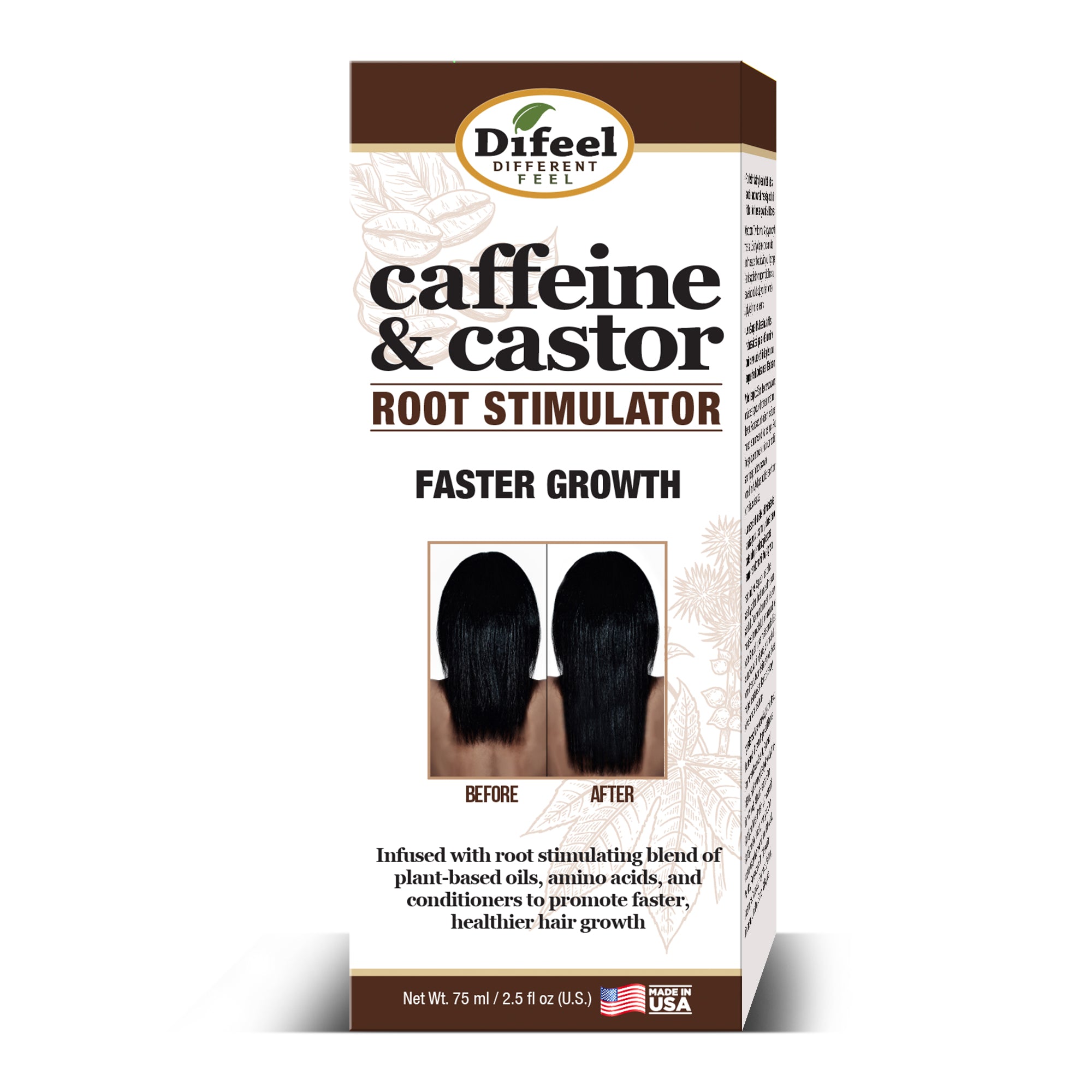 Difeel Caffeine & Castor Root Stimulator for Faster Hair Growth 2.5 oz.