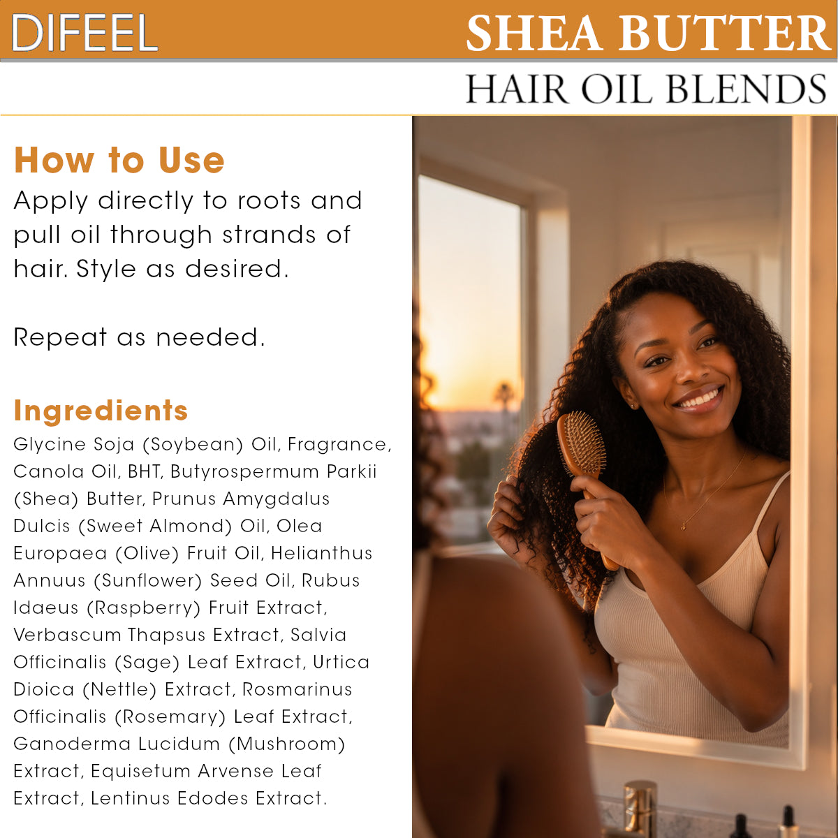 Difeel Shea Butter Hair Oil Blend - Travel Size 2.5 oz. (PACK OF 2)