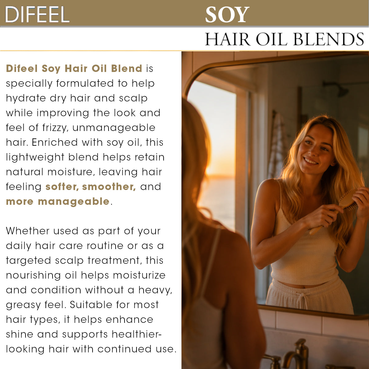 Difeel Soy Hair Oil Blend - Travel Size 2.5 oz.