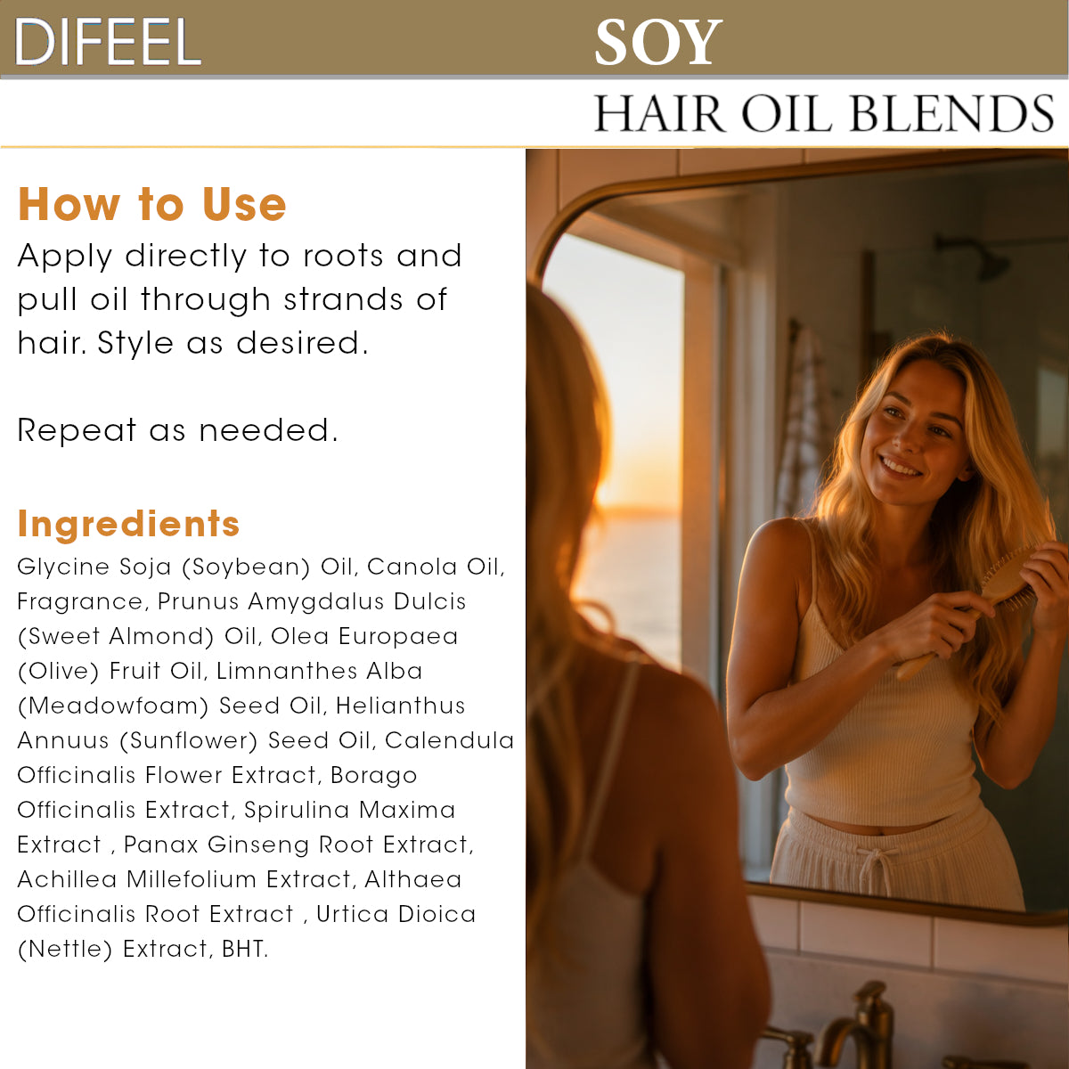 Difeel Soy Hair Oil Blend - Travel Size 2.5 oz.