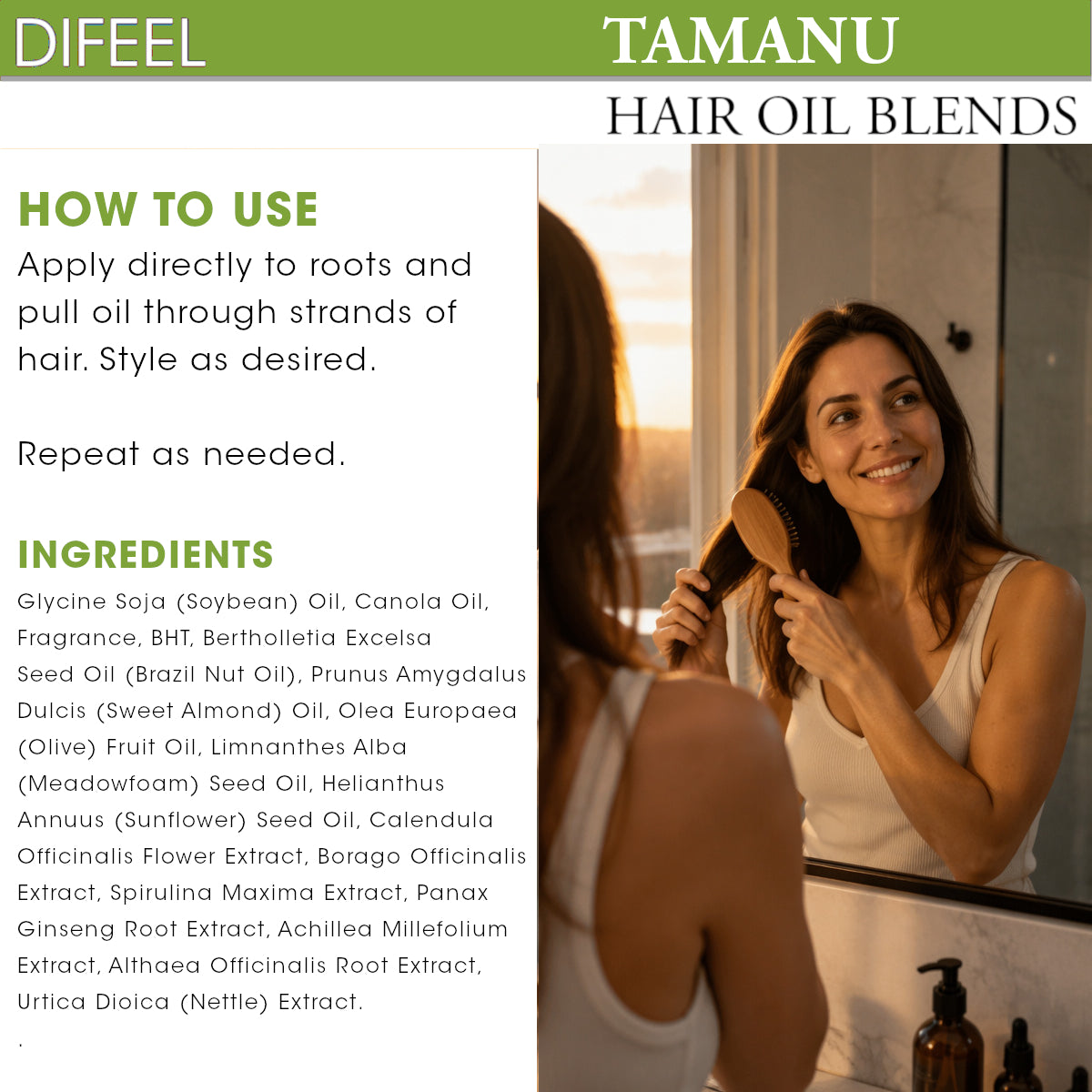 Difeel Premium Natural Hair Oil - Tamanu Oil 2.5 oz. (PACK OF 2)