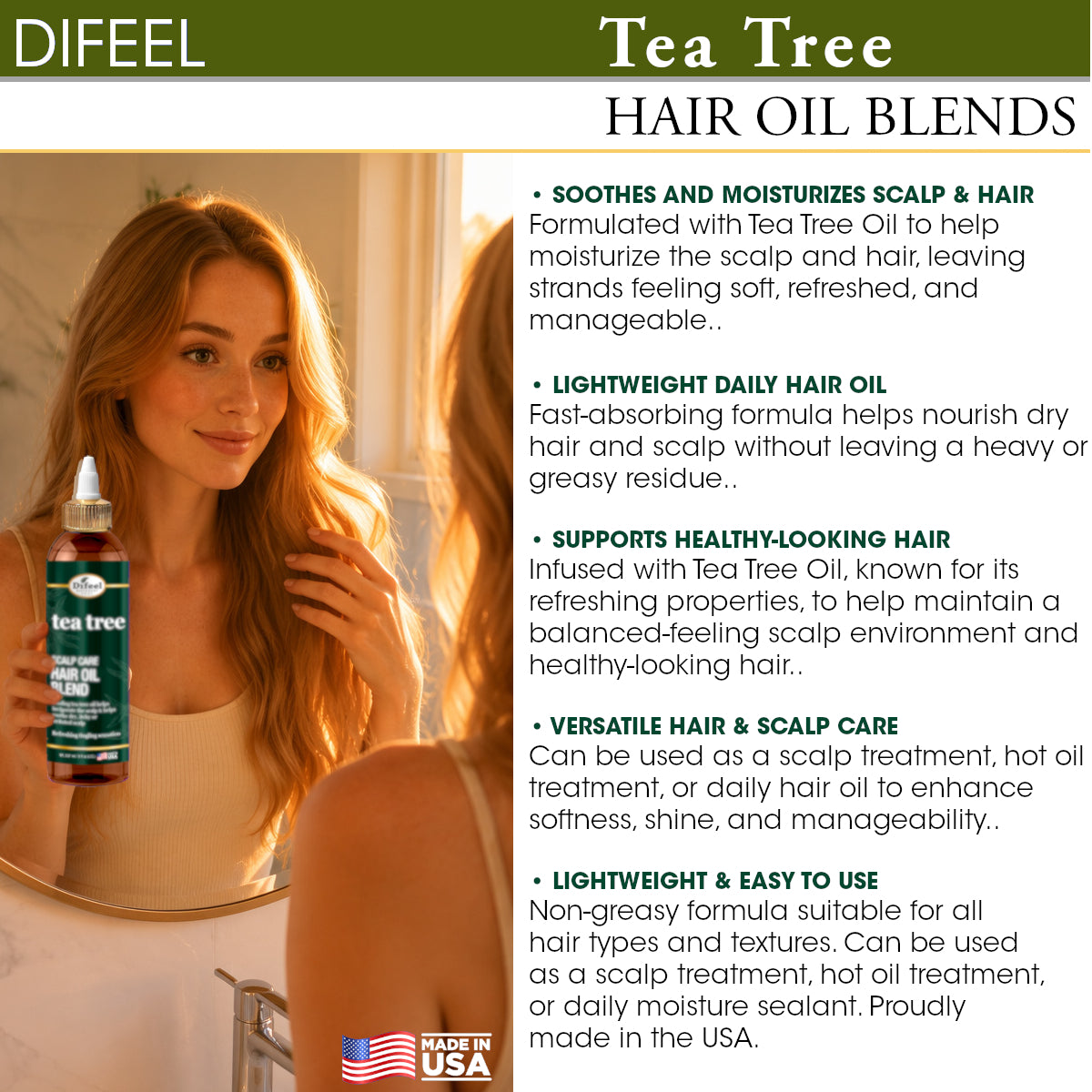 Difeel Scalp Care Hair Oil Blend - Tea Tree Oil 8 oz.