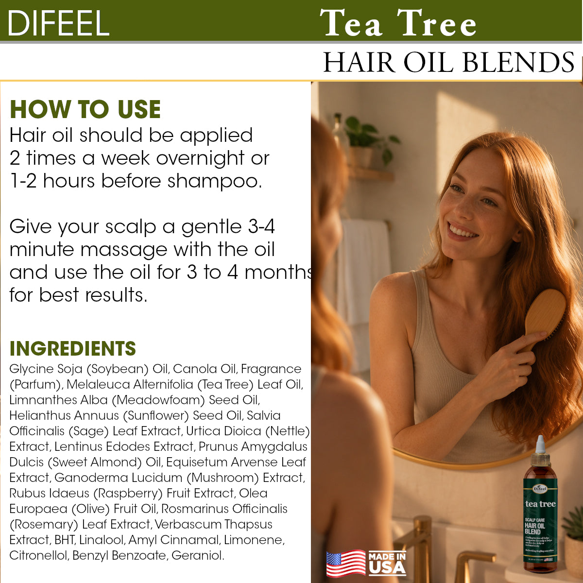 Difeel Scalp Care Hair Oil Blend - Tea Tree Oil 8 oz.
