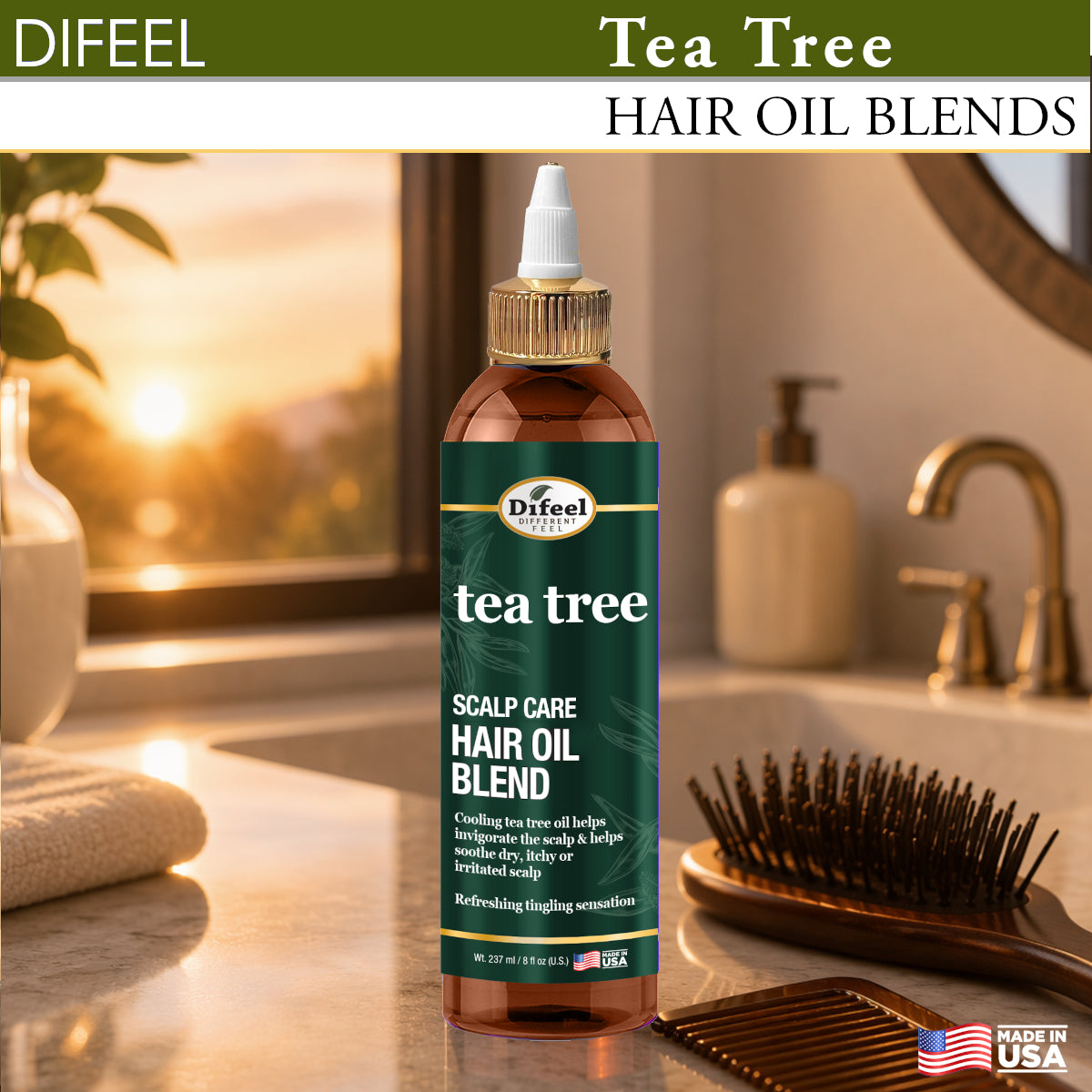 Difeel Scalp Care Hair Oil Blend - Tea Tree Oil 8 oz.