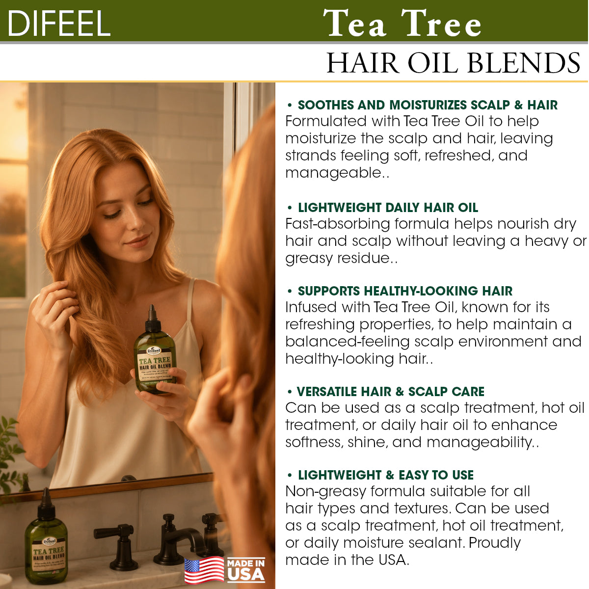 Difeel Mega Care Hair Oil Blend - Tea Tree Oil Blend 1.4 oz. (PACK OF 2)