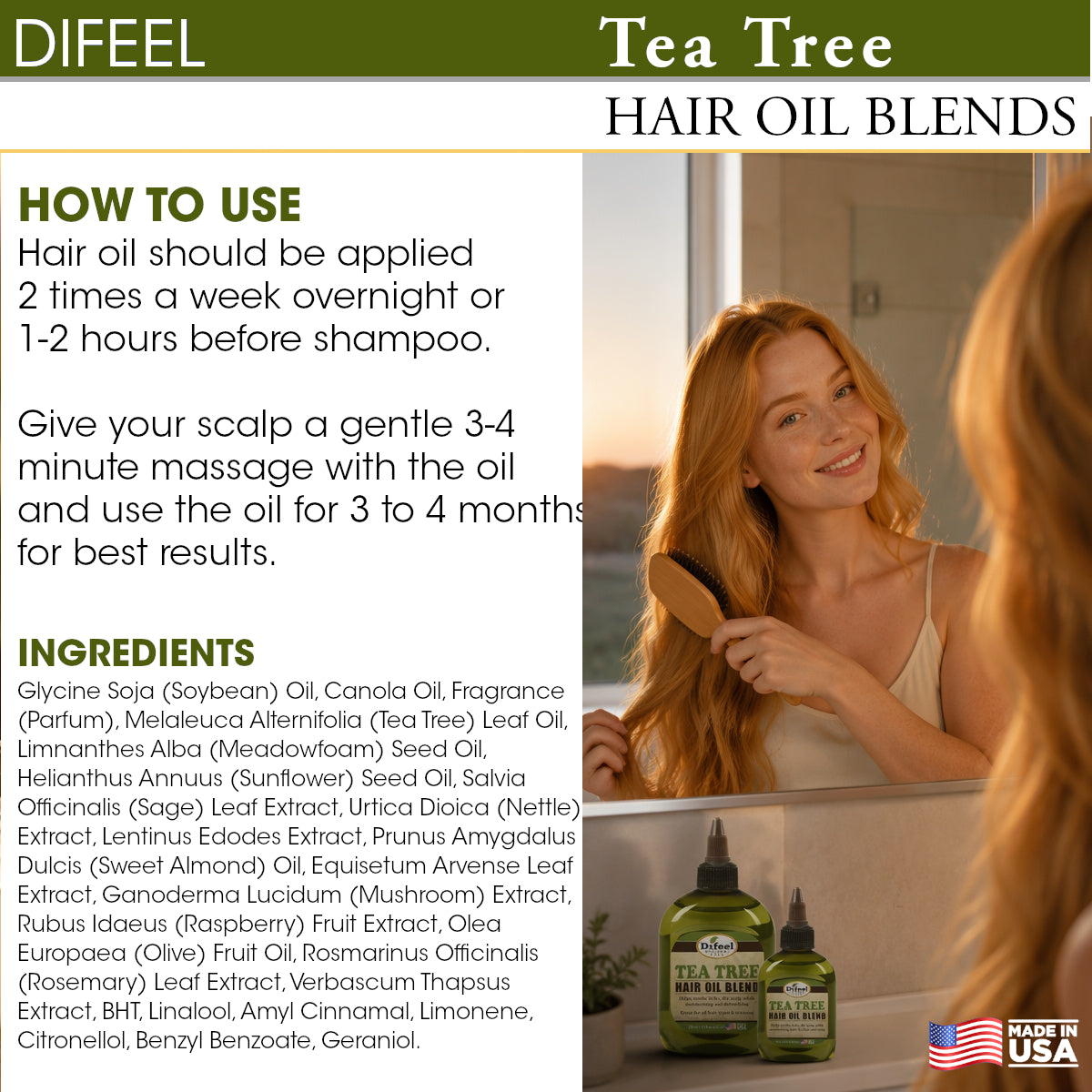 Difeel Tea Tree Hair Oil Blend 7.1 Ounces (PACK OF 4)