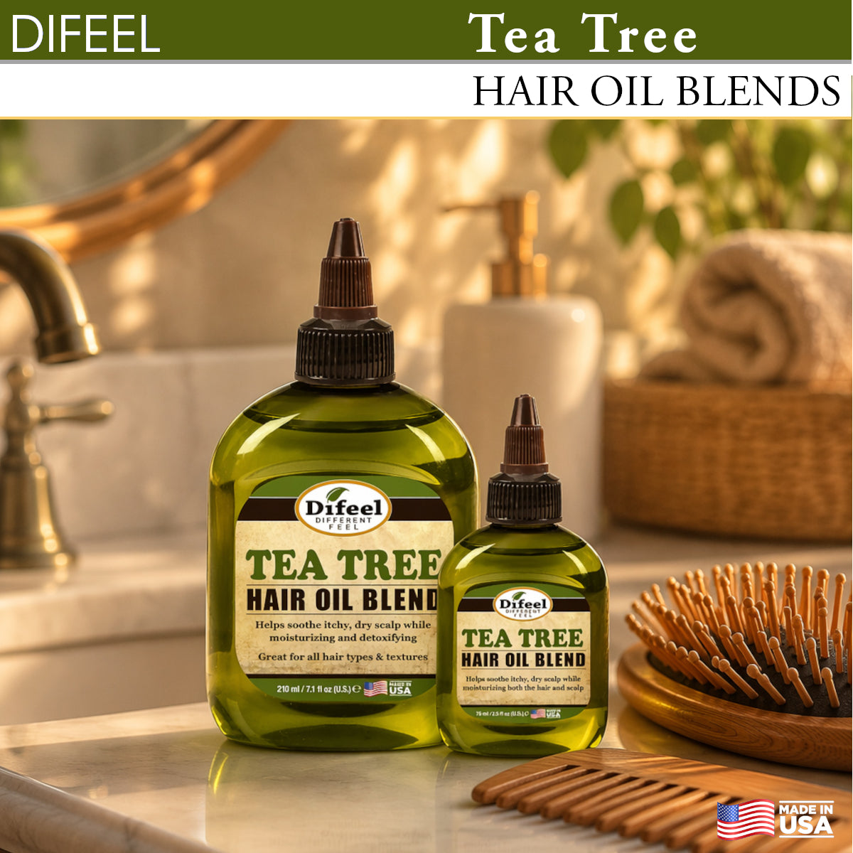 Difeel Tea Tree Hair Oil Blend 7.1 Ounces (PACK OF 4)