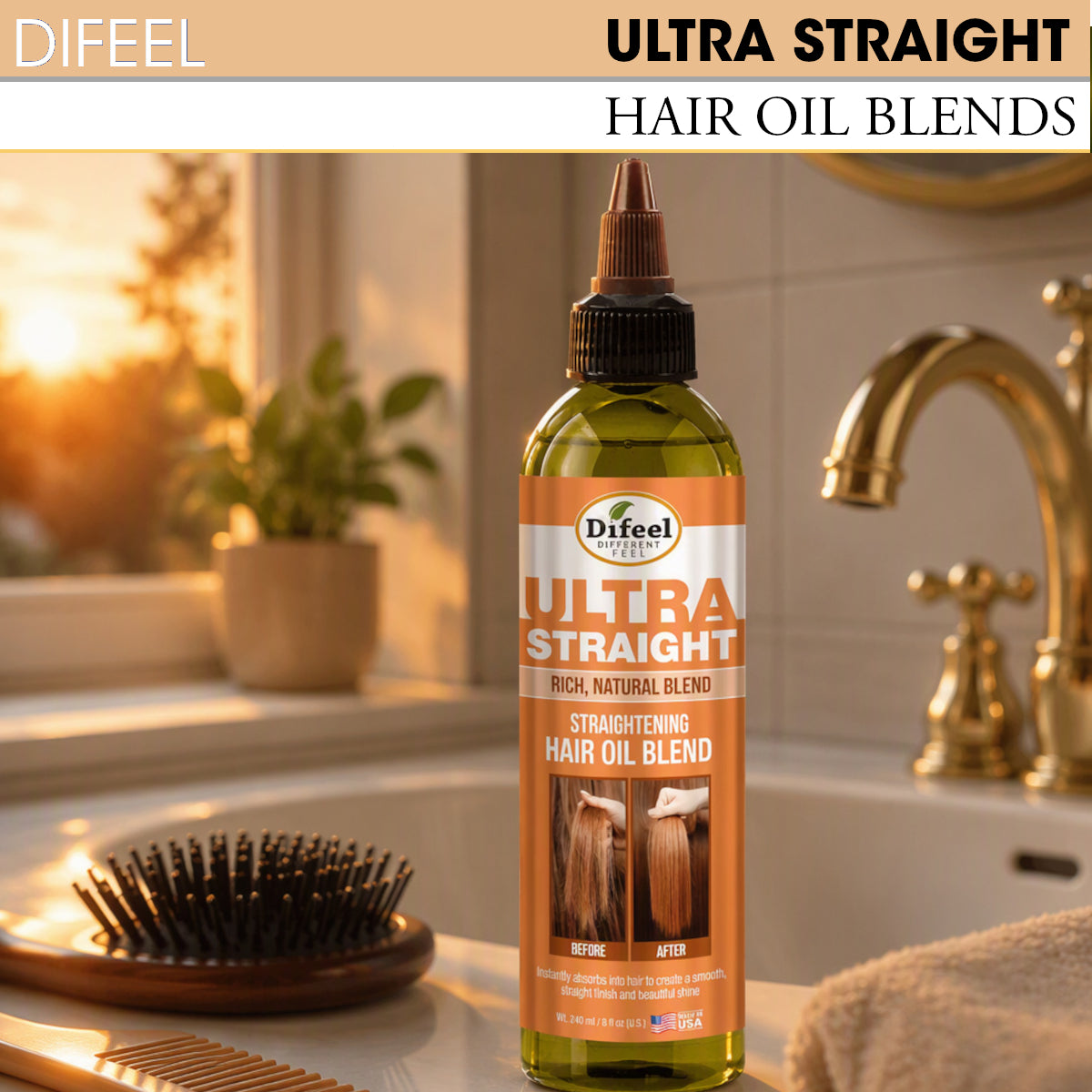 Difeel Premium Ultra Straight Hair Oil Blend 8 oz