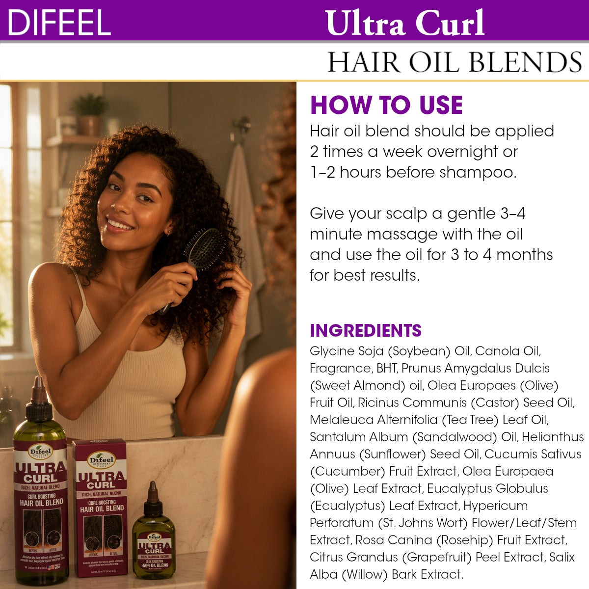 Difeel Ultra Curl Hair Oil Blend - Curl Boosting Hair Oil 2.5 oz.