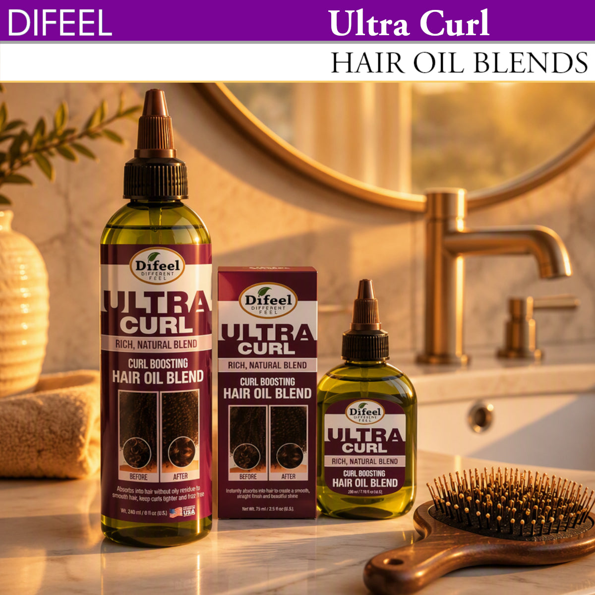 Difeel Ultra Curl Hair Oil Blend - Curl Boosting Hair Oil 2.5 oz.