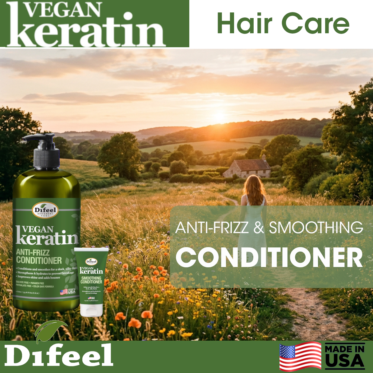 Difeel Vegan Keratin Anti Frizz Conditioner 33.8 oz.