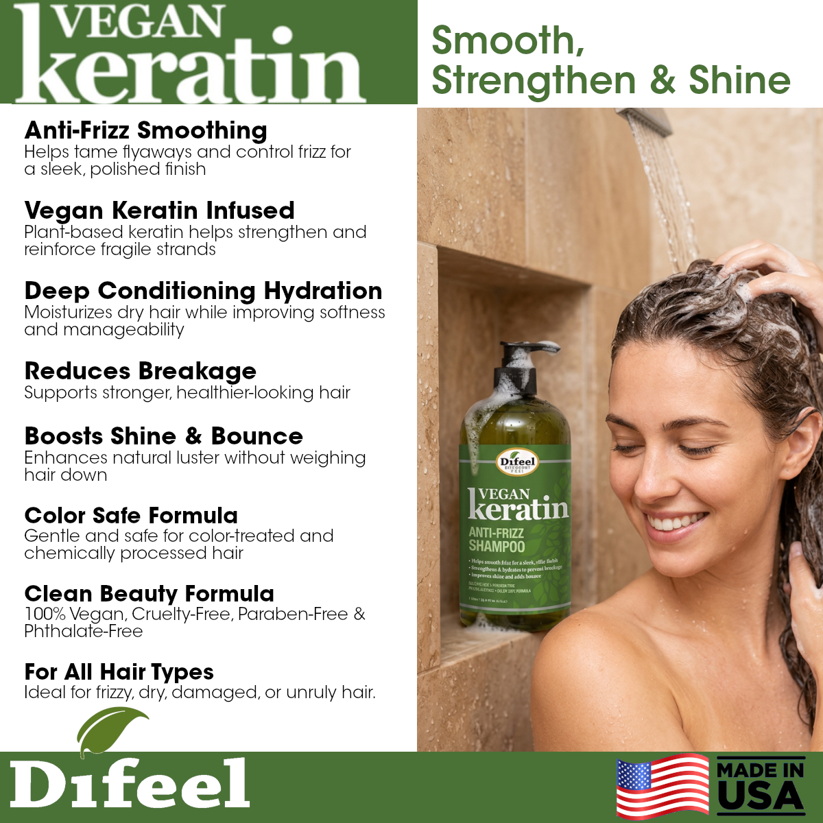Difeel Vegan Keratin Anti Frizz Conditioner 33.8 oz.