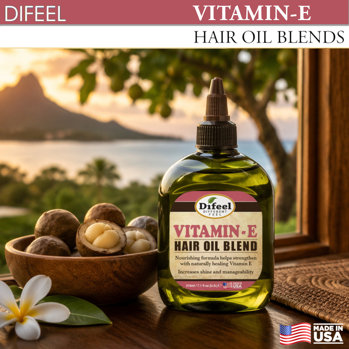 Difeel Vitamin E Hair Oil Blend 7.1 oz. (PACK OF 4)