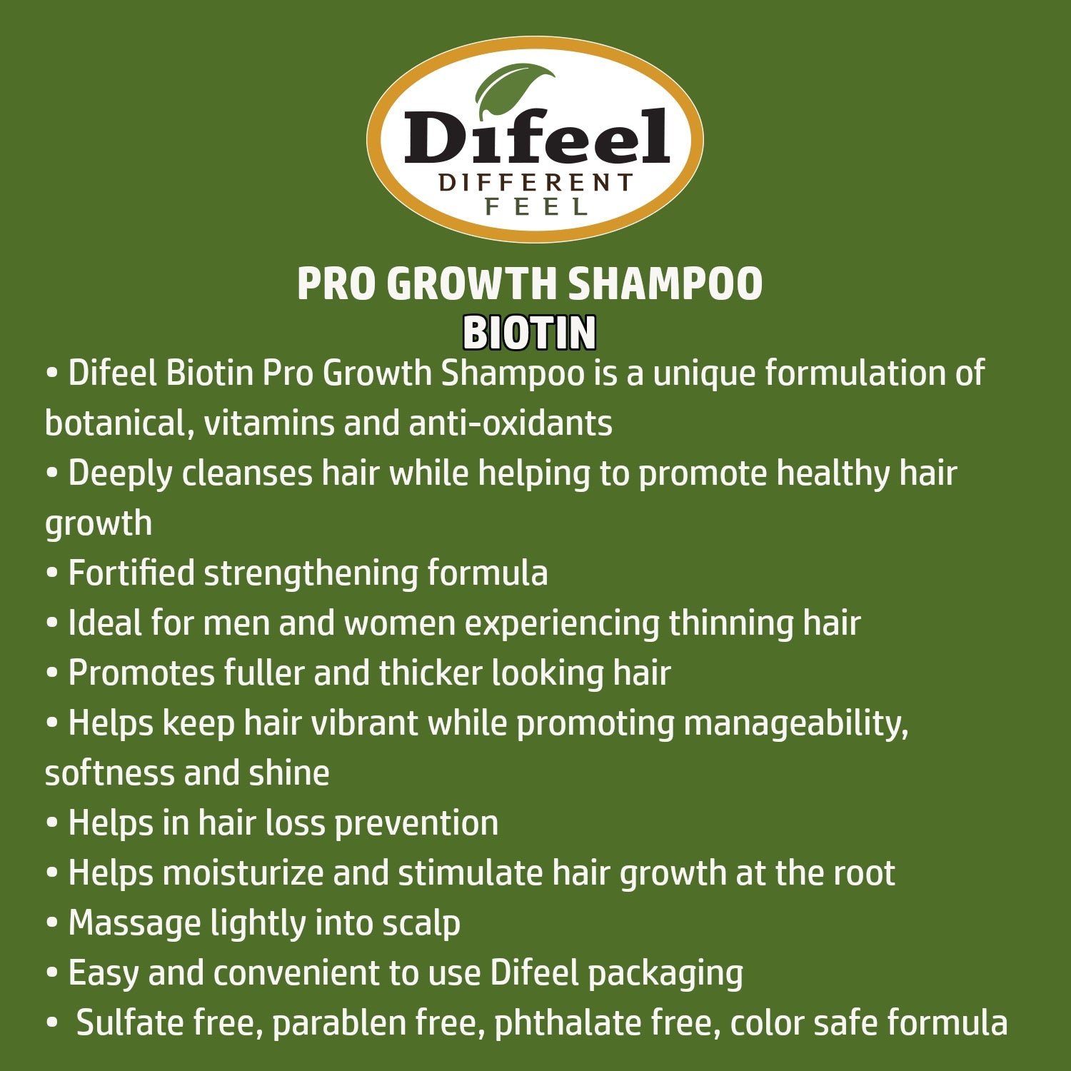 Difeel Biotin Pro-Growth Shampoo 33.8 oz.
